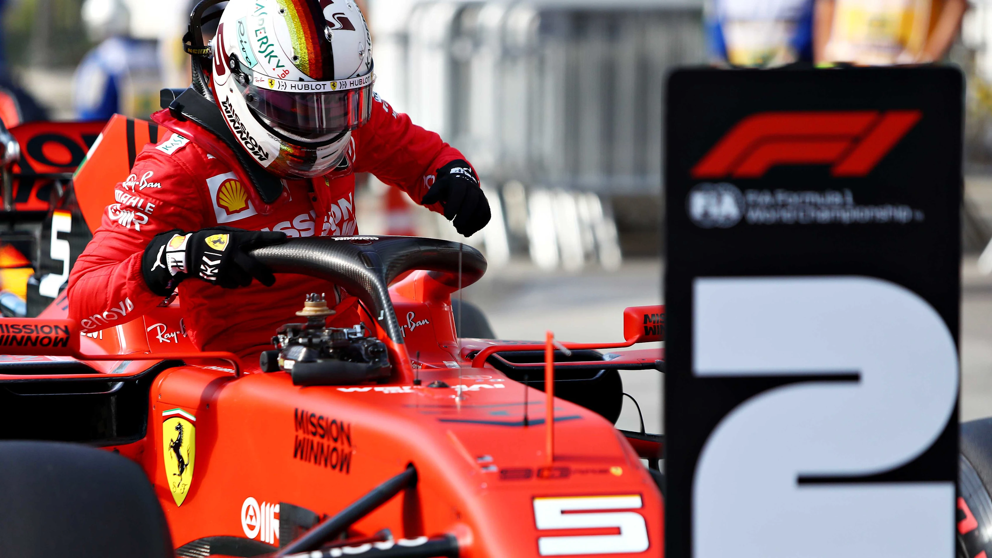SAO PAULO, BRAZIL - NOVEMBER 16: Second place qualifier Sebastian Vettel of Germany and Ferrari