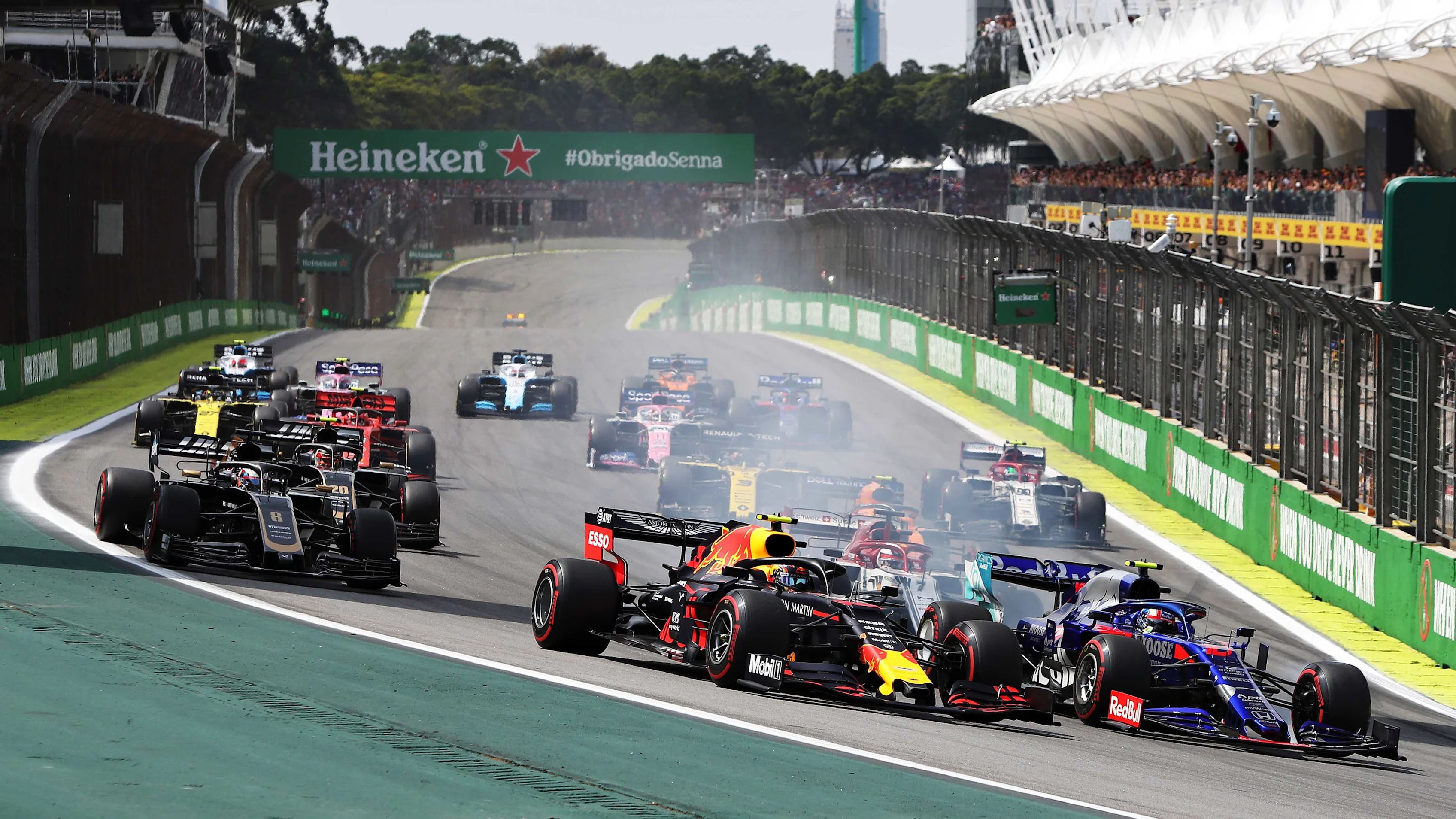 SAO PAULO, BRAZIL - NOVEMBER 17: Alexander Albon of Thailand driving the (23) Aston Martin Red Bull
