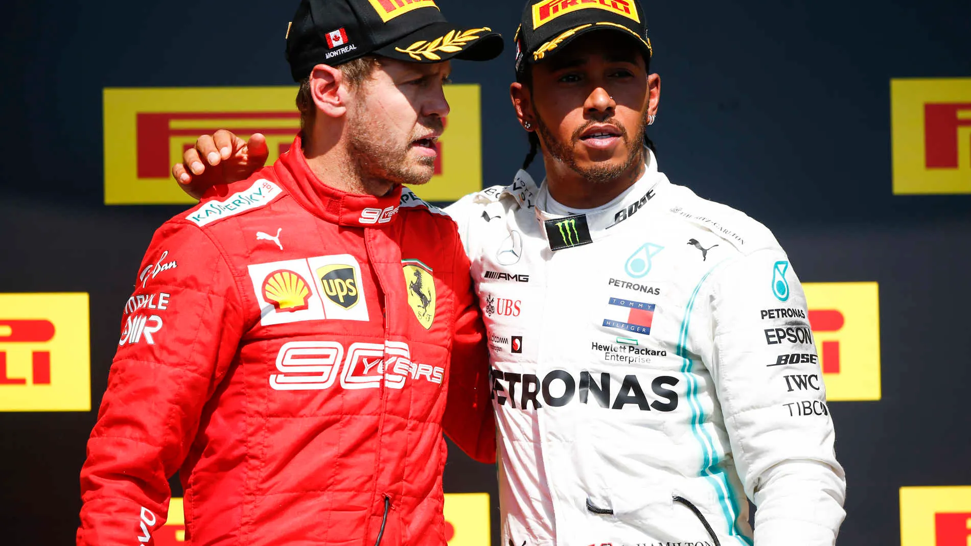 CIRCUIT GILLES-VILLENEUVE, CANADA - JUNE 09: Sebastian Vettel, Ferrari, 2nd position, and Lewis