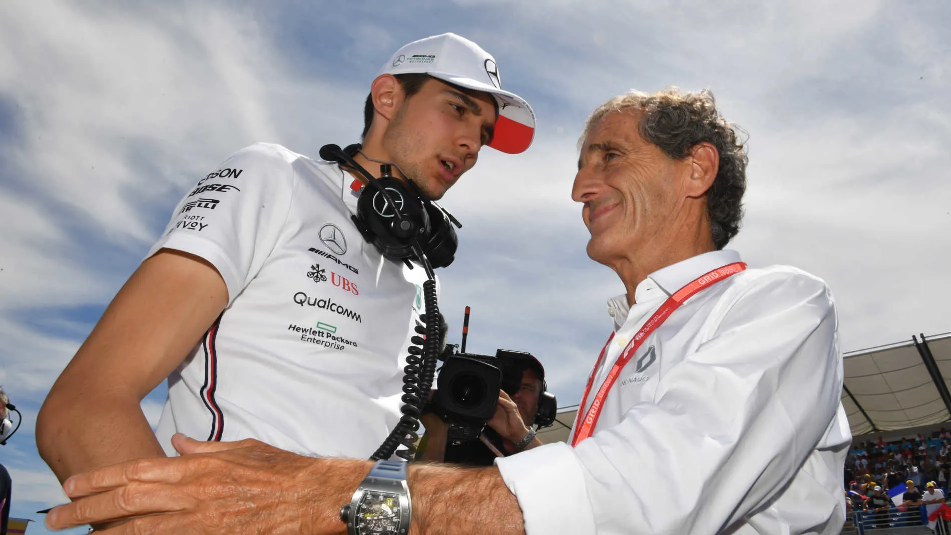 CIRCUIT PAUL RICARD, FRANCE - JUNE 23: Esteban Ocon, Mercedes AMG F1, with Alain Prost, Renault F1