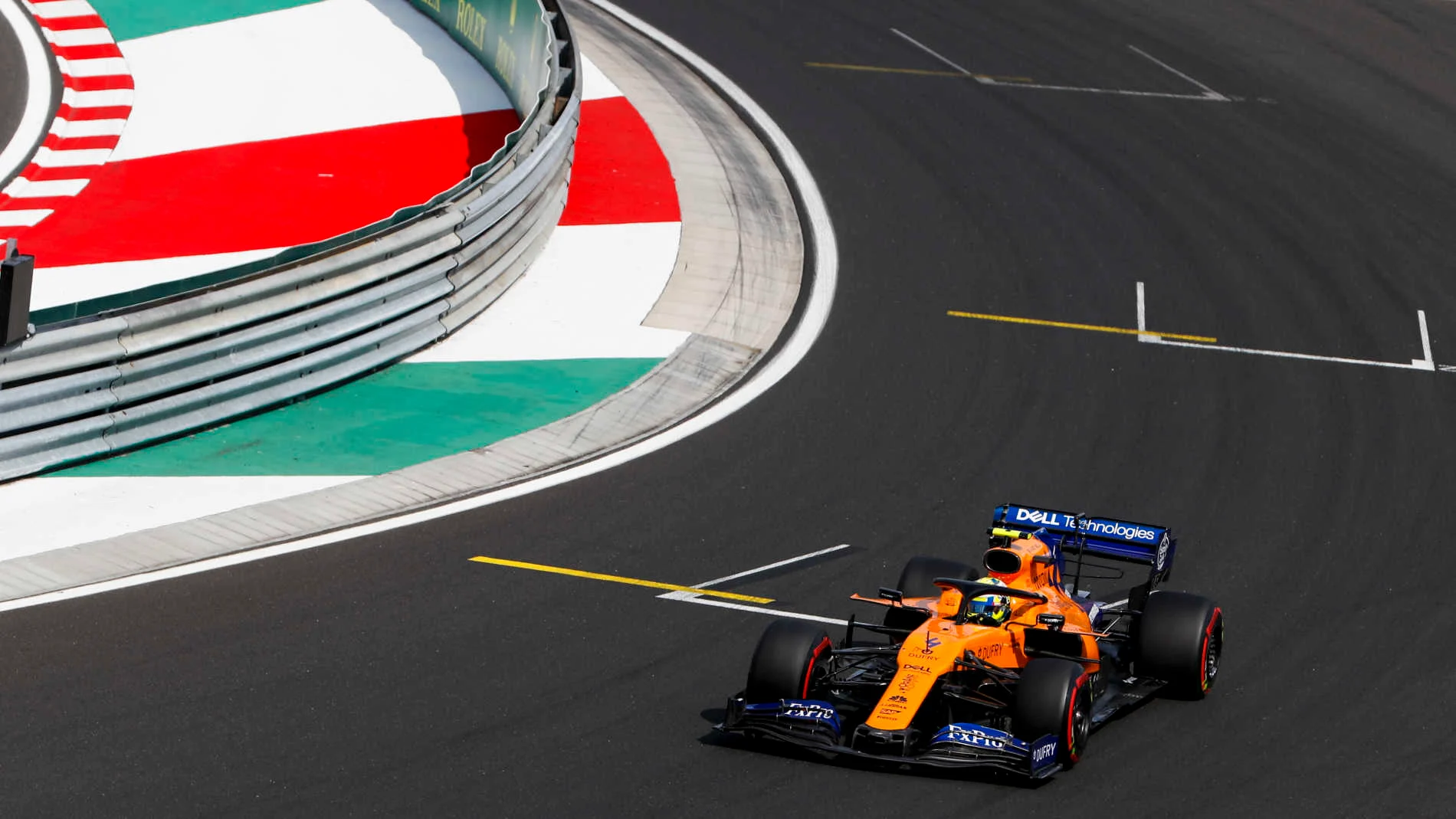 HUNGARORING, HUNGARY - AUGUST 03: Lando Norris, McLaren MCL34 during the Hungarian GP at