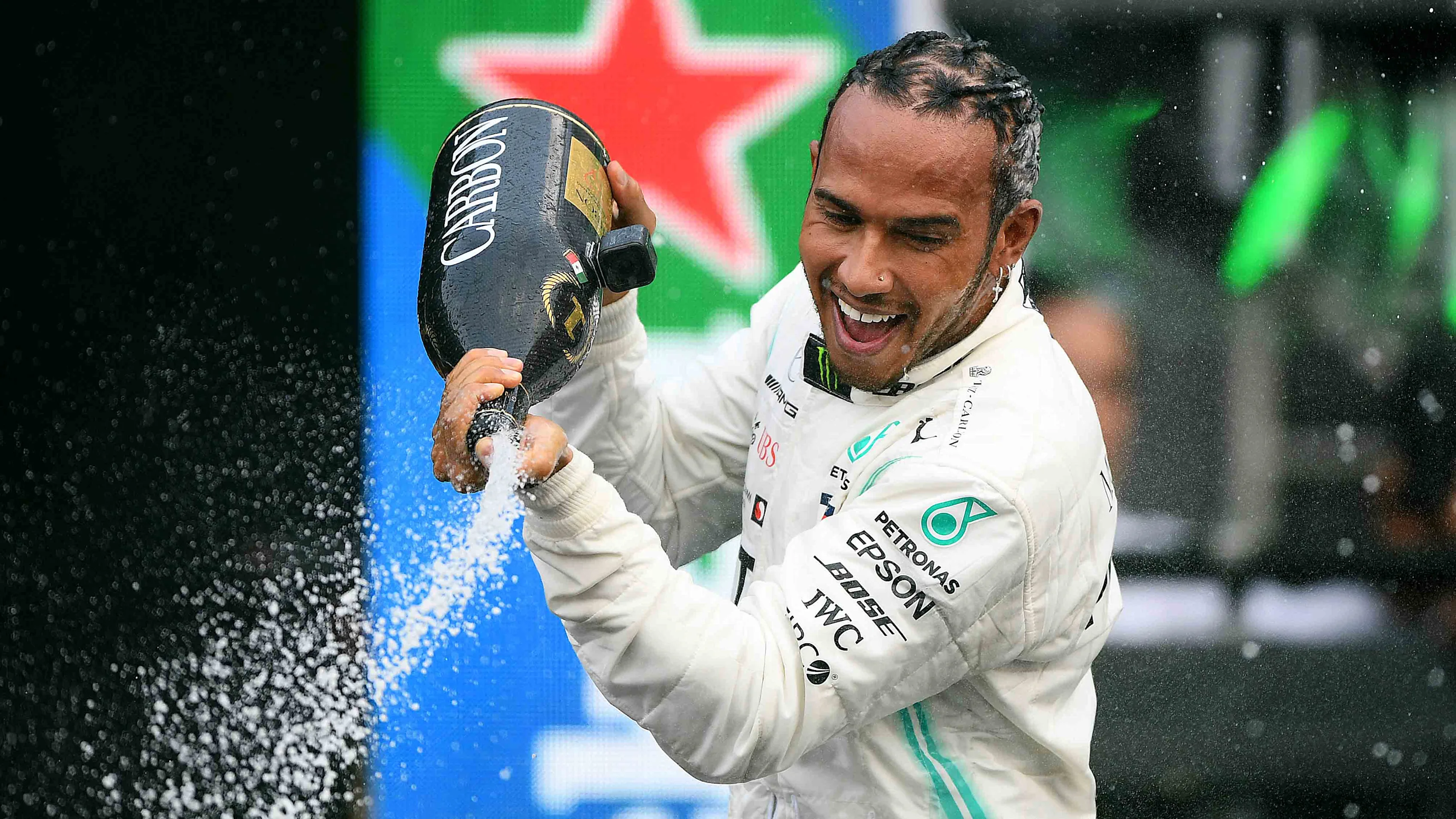 MEXICO CITY, MEXICO - OCTOBER 27: Race winner Lewis Hamilton of Great Britain and Mercedes GP