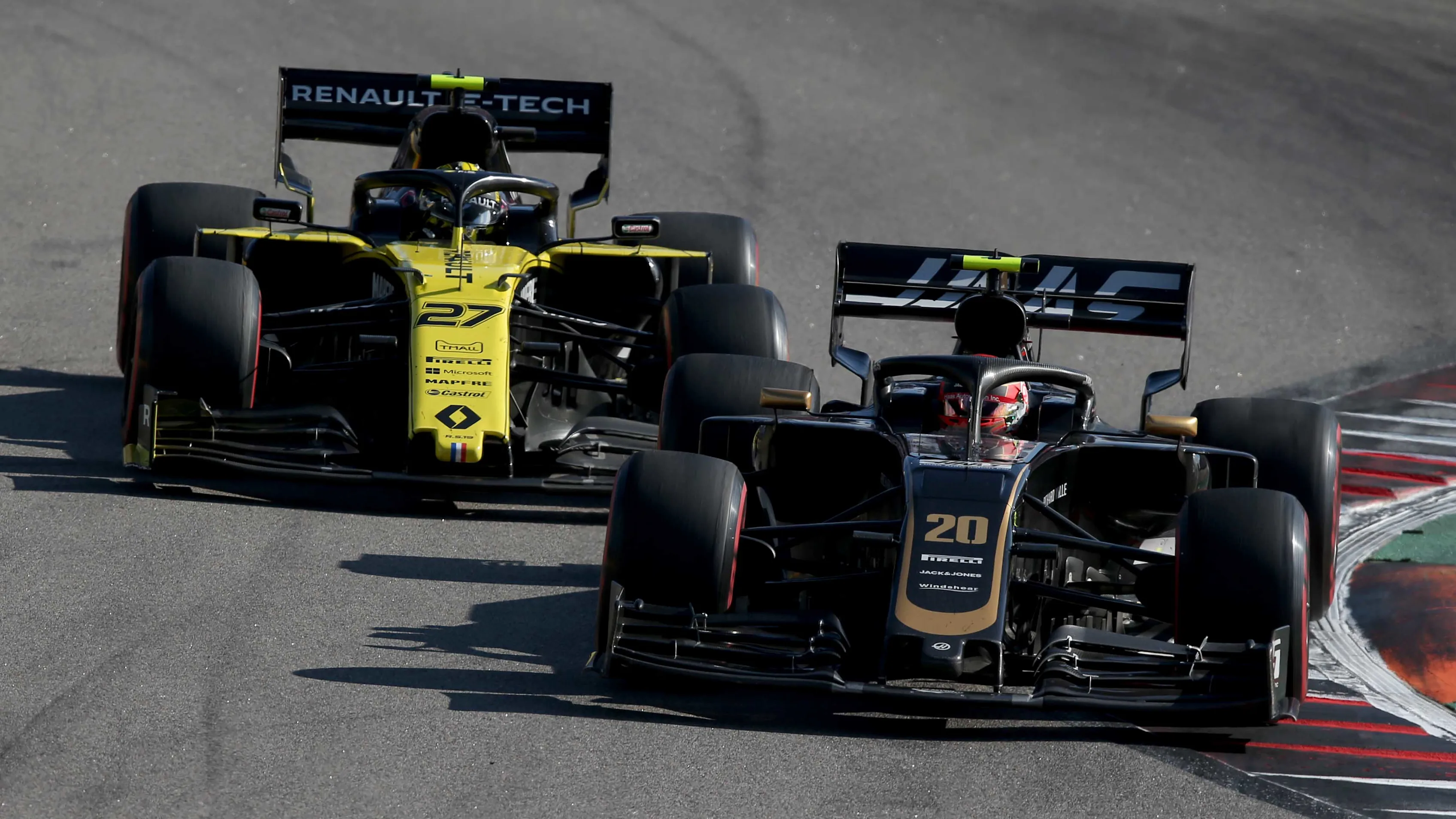 SOCHI, RUSSIA - SEPTEMBER 29: Kevin Magnussen of Denmark driving the (20) Haas F1 Team VF-19