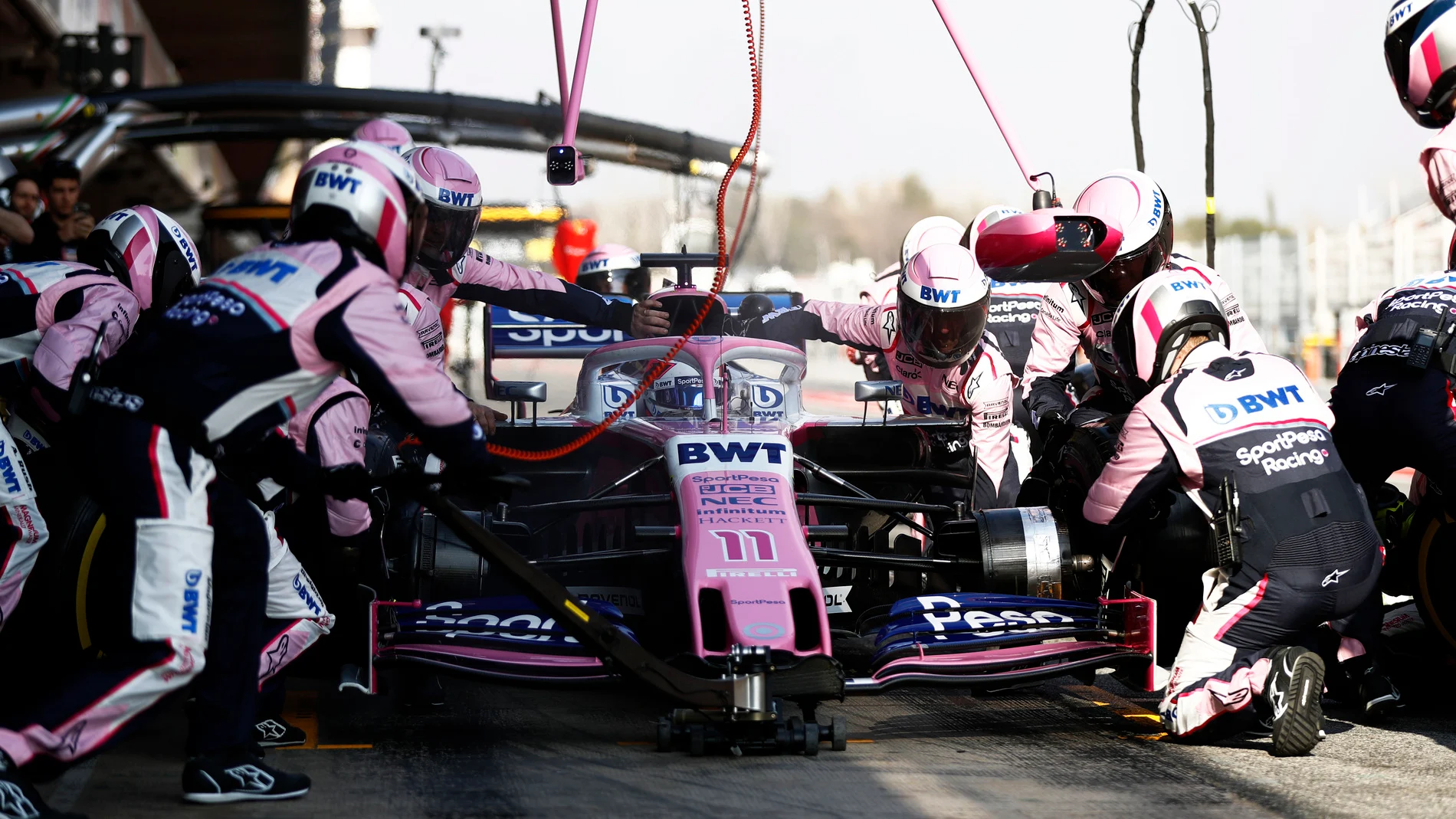 CIRCUIT DE BARCELONA-CATALUNYA, SPAIN - MARCH 01: Sergio Perez, SportPesa Racing Point F1 Team RP19