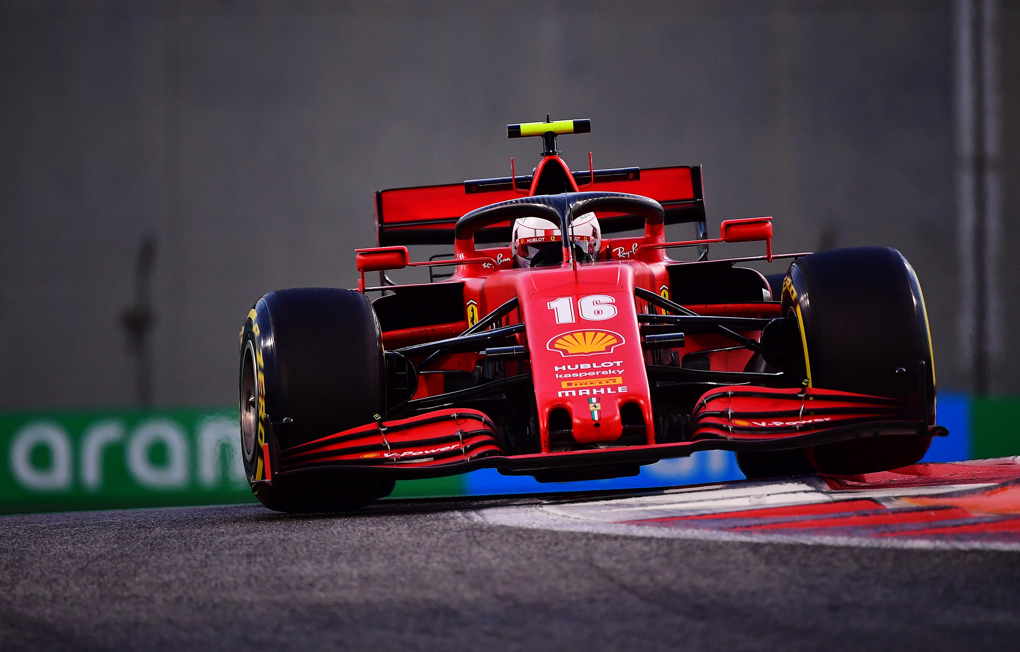 ABU DHABI, UNITED ARAB EMIRATES - DECEMBER 11: Charles Leclerc of Monaco driving the (16) Scuderia Ferrari SF1000 on track during practice ahead of the F1 Grand Prix of Abu Dhabi at Yas Marina Circuit on December 11, 2020 in Abu Dhabi, United Arab Emirates. (Photo by Giuseppe Cacace - Pool/Getty Images)