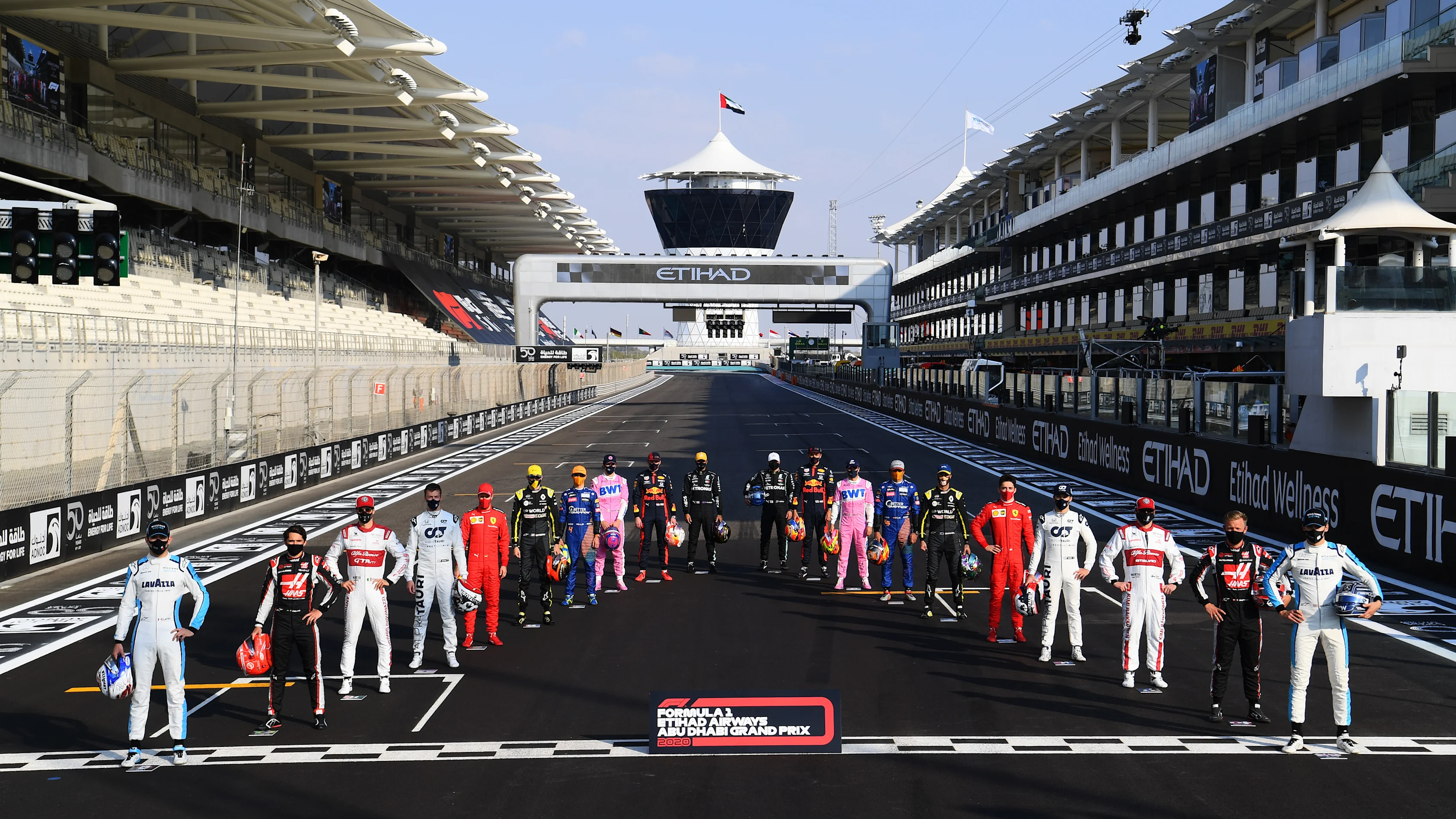 ABU DHABI, UNITED ARAB EMIRATES - DECEMBER 13: The F1 drivers pose for the Class of 2020 photo on