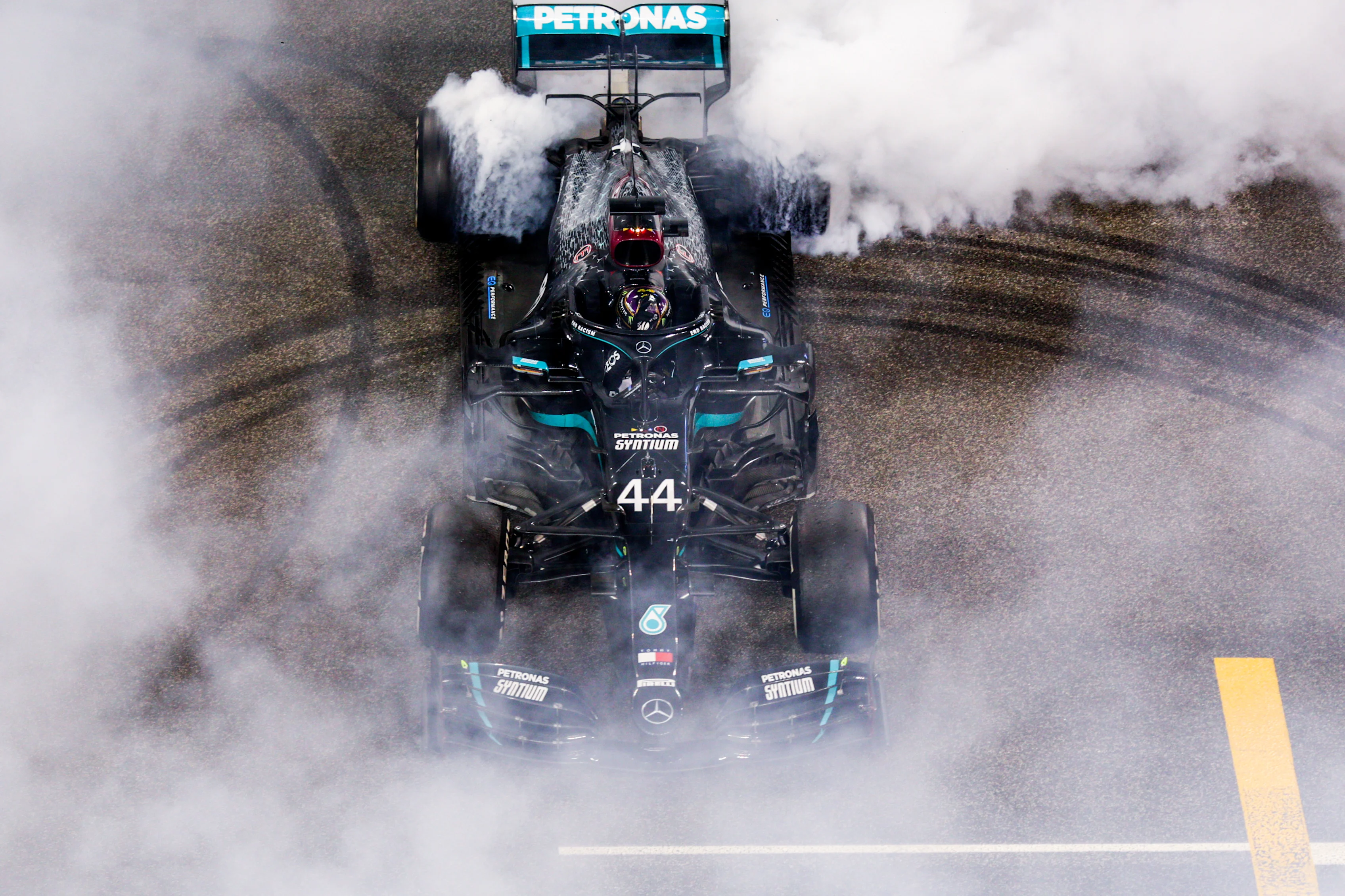 ABU DHABI, UNITED ARAB EMIRATES - DECEMBER 13: Lewis Hamilton of Mercedes and Great Britain during