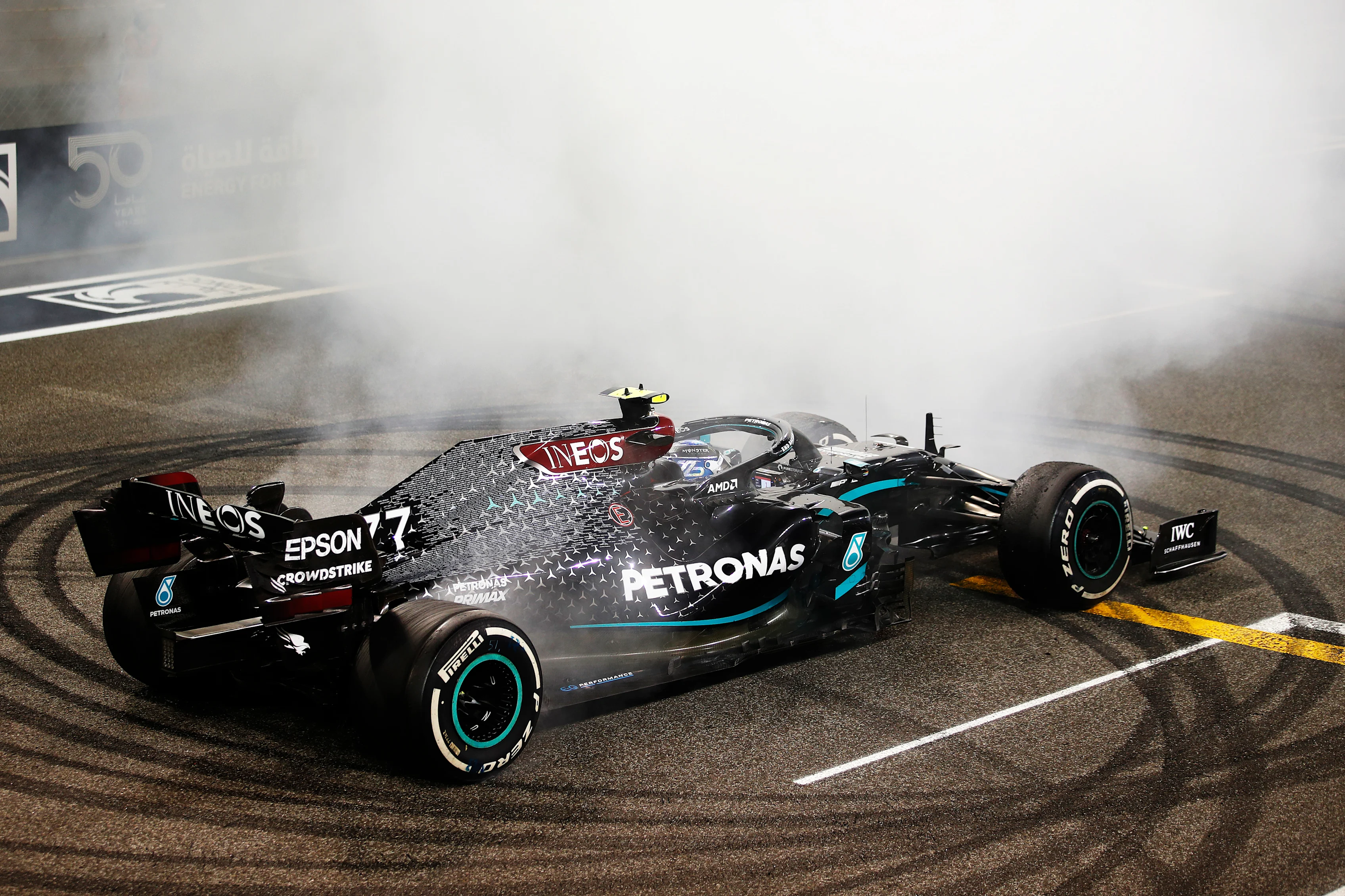 ABU DHABI, UNITED ARAB EMIRATES - DECEMBER 13: Second placed Valtteri Bottas of Finland driving the