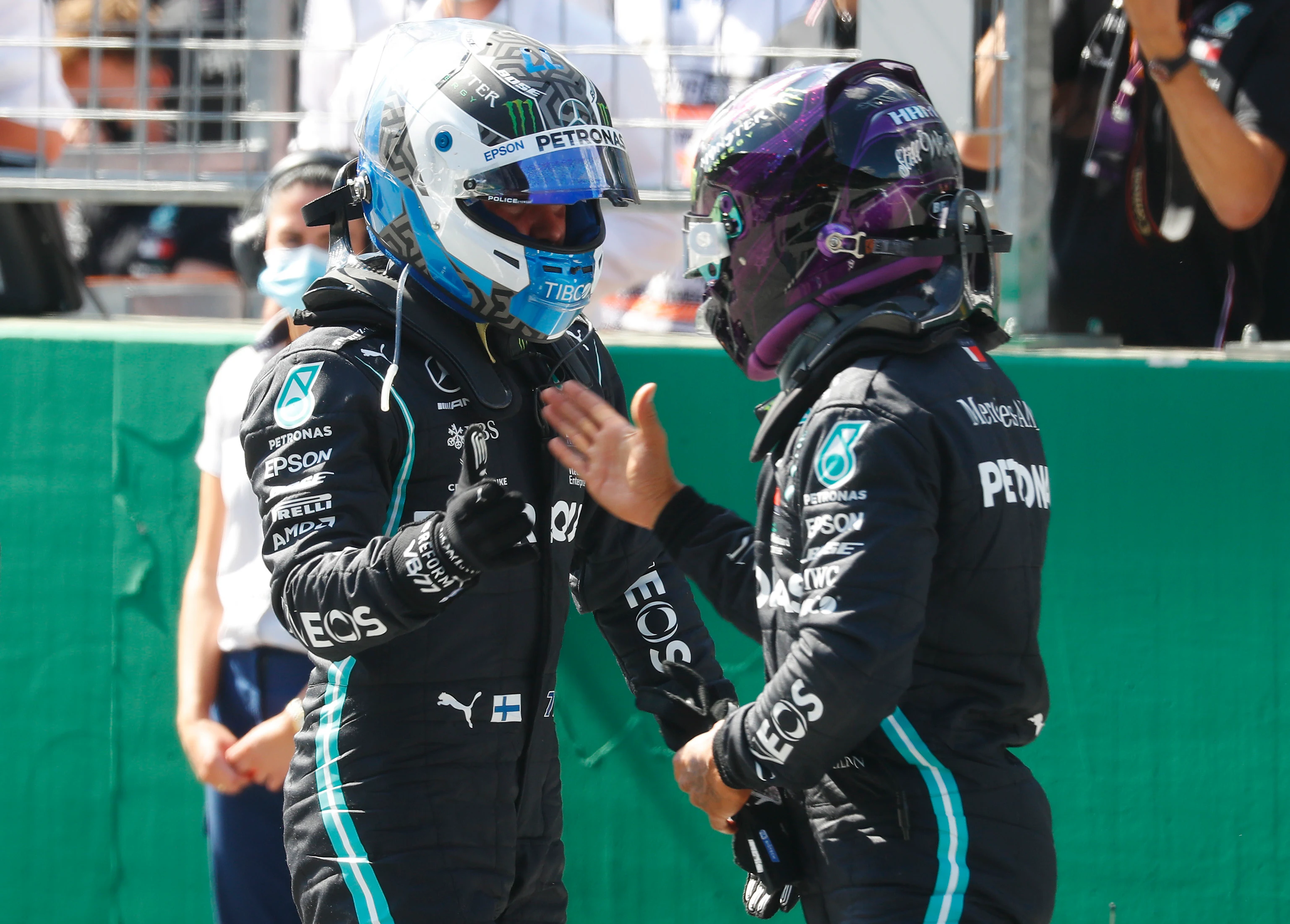 SPIELBERG, AUSTRIA - JULY 04: Pole position qualifier Valtteri Bottas of Finland and Mercedes GP