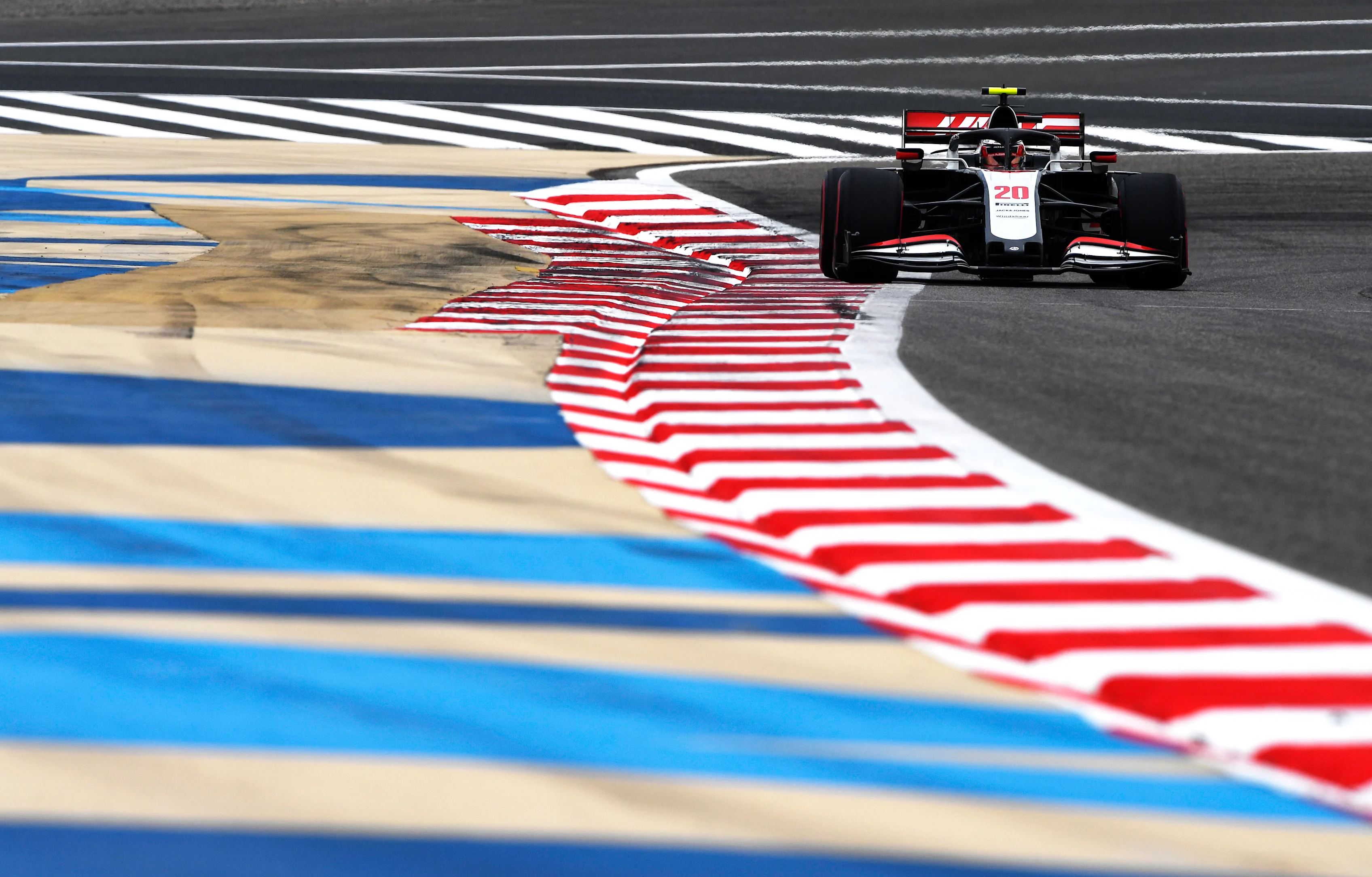 BAHRAIN, BAHRAIN - NOVEMBER 28: Kevin Magnussen of Denmark driving the (20) Haas F1 Team VF-20 Ferrari on track during final practice ahead of the F1 Grand Prix of Bahrain at Bahrain International Circuit on November 28, 2020 in Bahrain, Bahrain. (Photo by Rudy Carezzevoli/Getty Images)