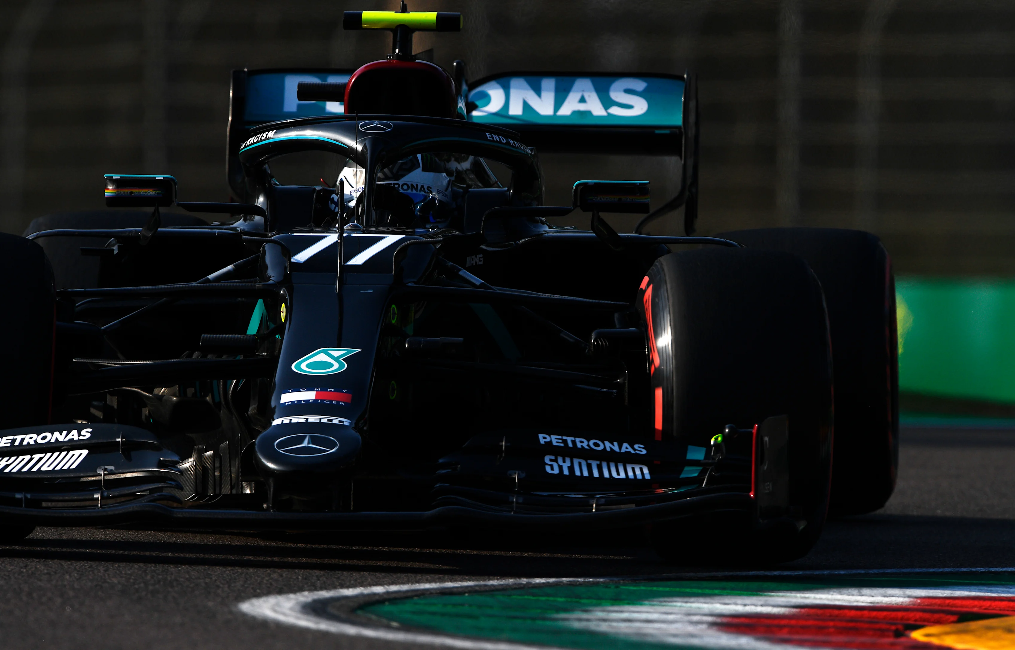 IMOLA, ITALY - OCTOBER 31: Valtteri Bottas of Finland driving the (77) Mercedes AMG Petronas F1