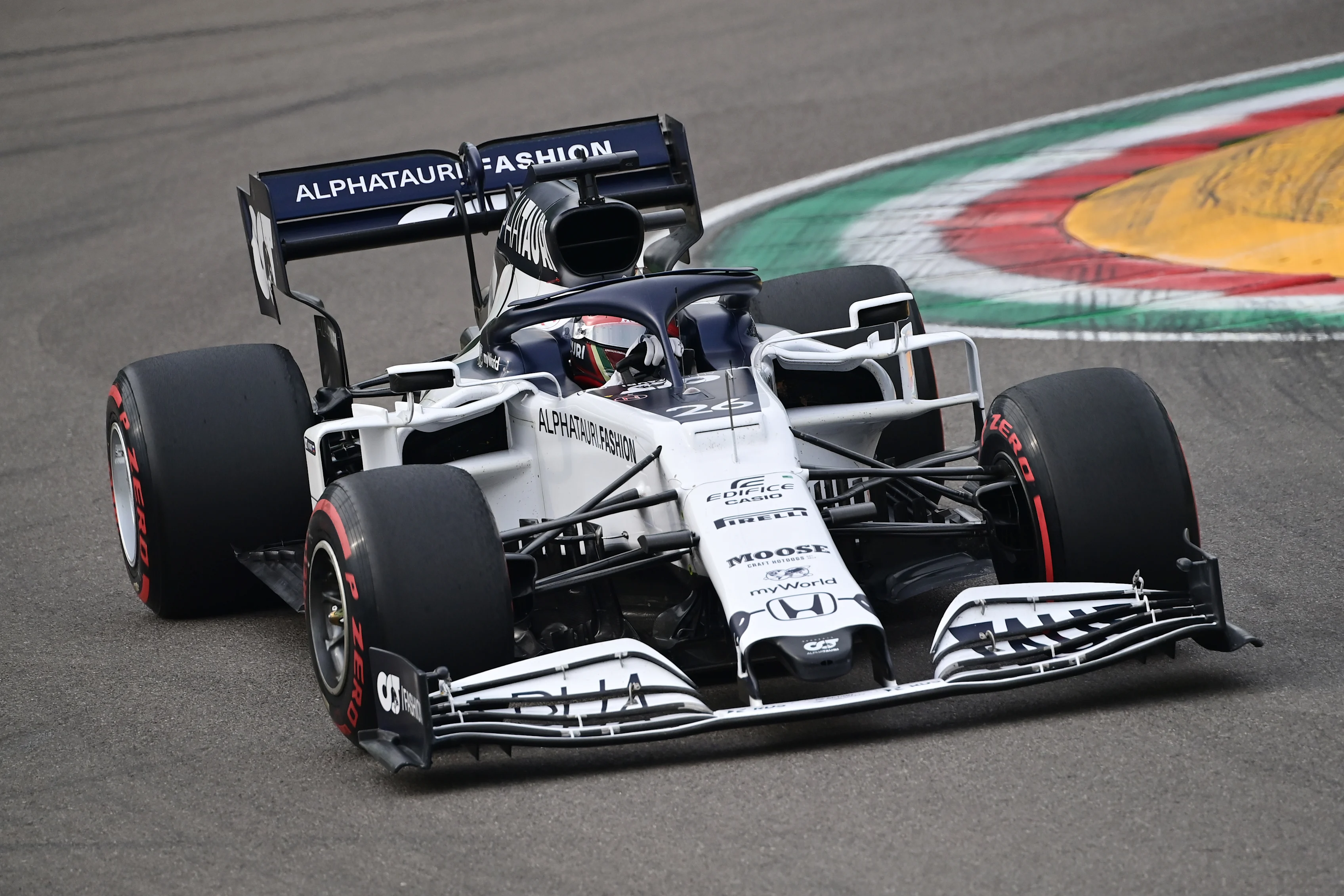 IMOLA, ITALY - NOVEMBER 01: Daniil Kvyat of Russia driving the (26) Scuderia AlphaTauri AT01 Honda