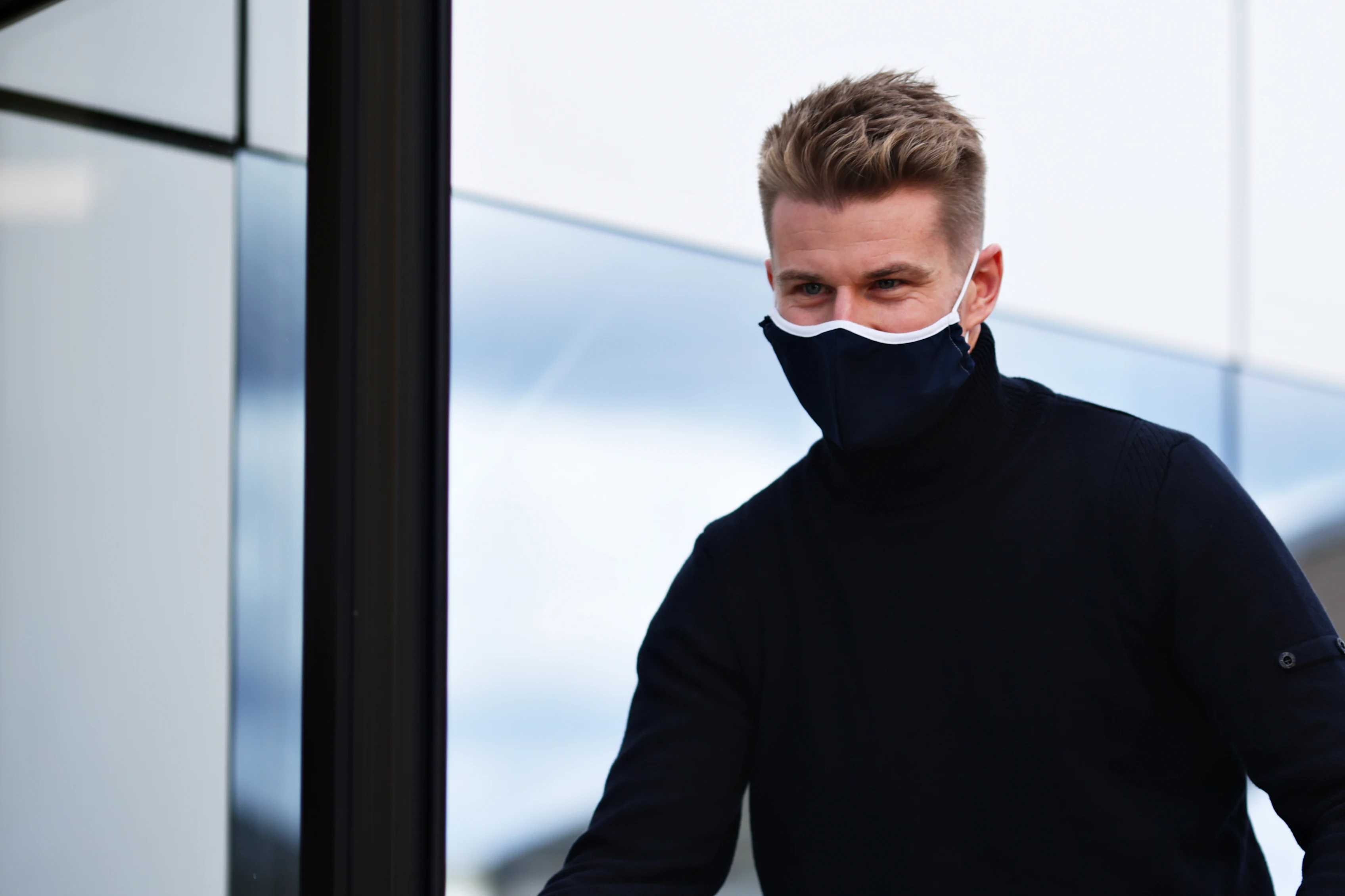 NUERBURG, GERMANY - OCTOBER 10: Nico Hulkenberg of Germany and Racing Point arrives in the Paddock