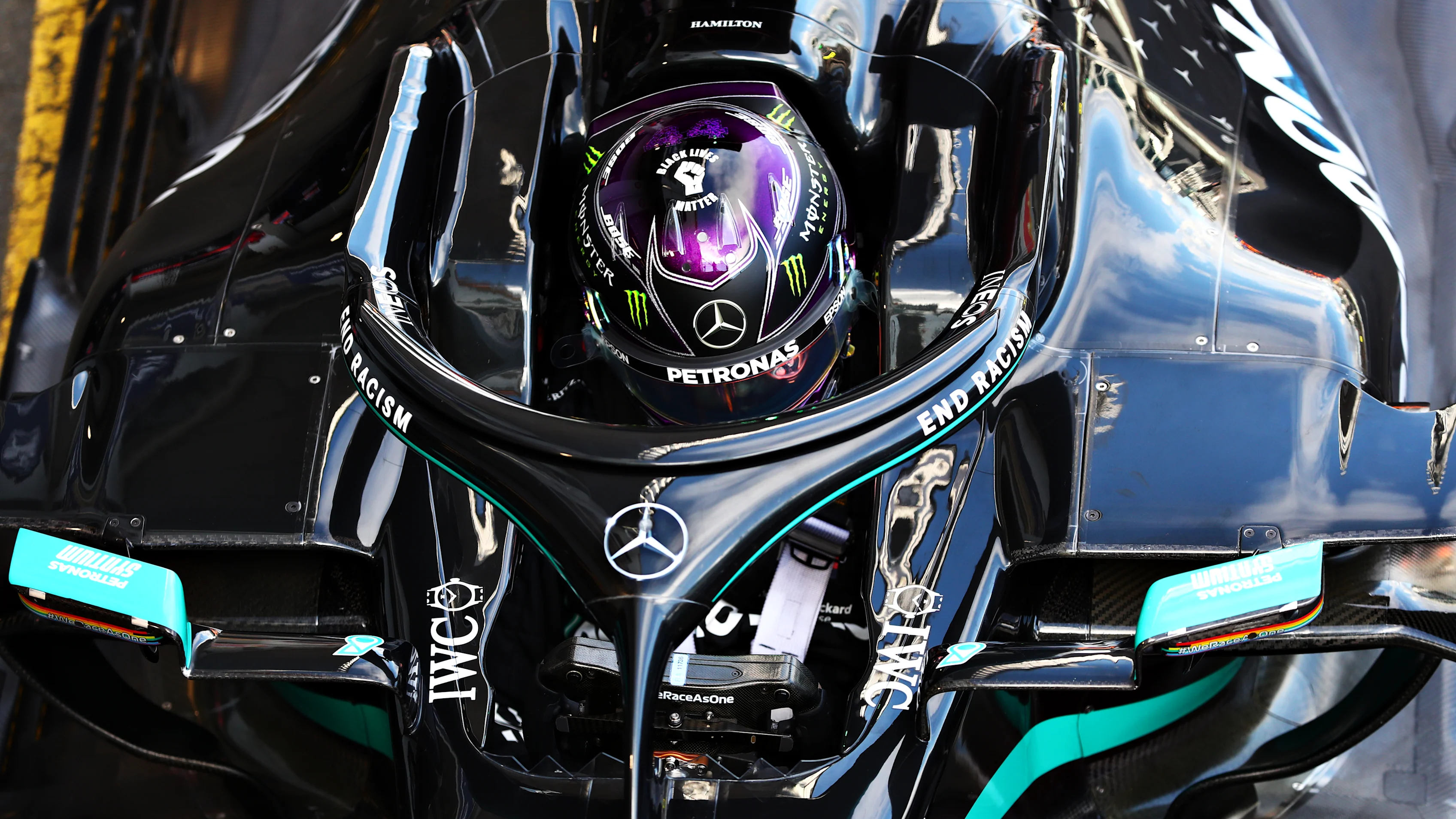 NUERBURG, GERMANY - OCTOBER 10: Second placed qualifier Lewis Hamilton of Great Britain and