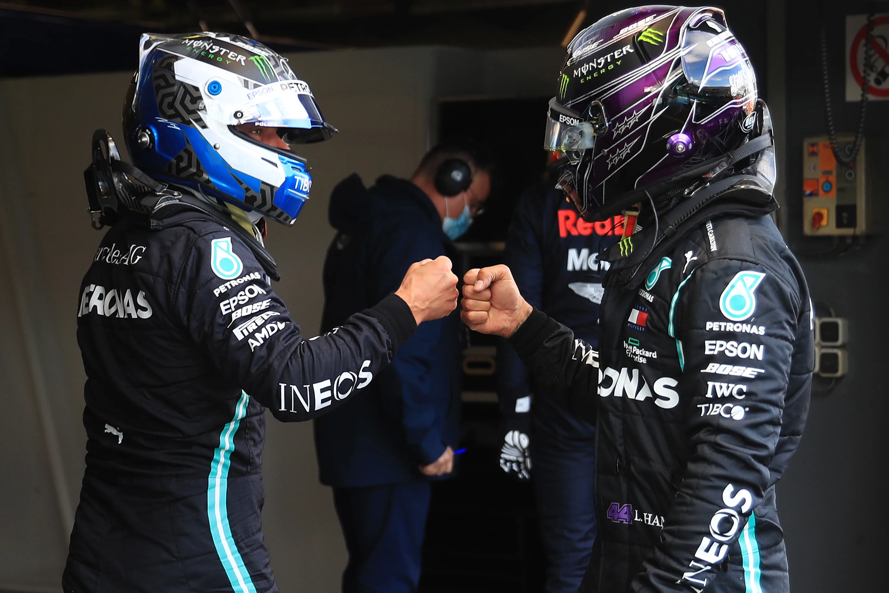 NUERBURG, GERMANY - OCTOBER 10: Second placed qualifier Lewis Hamilton of Great Britain and