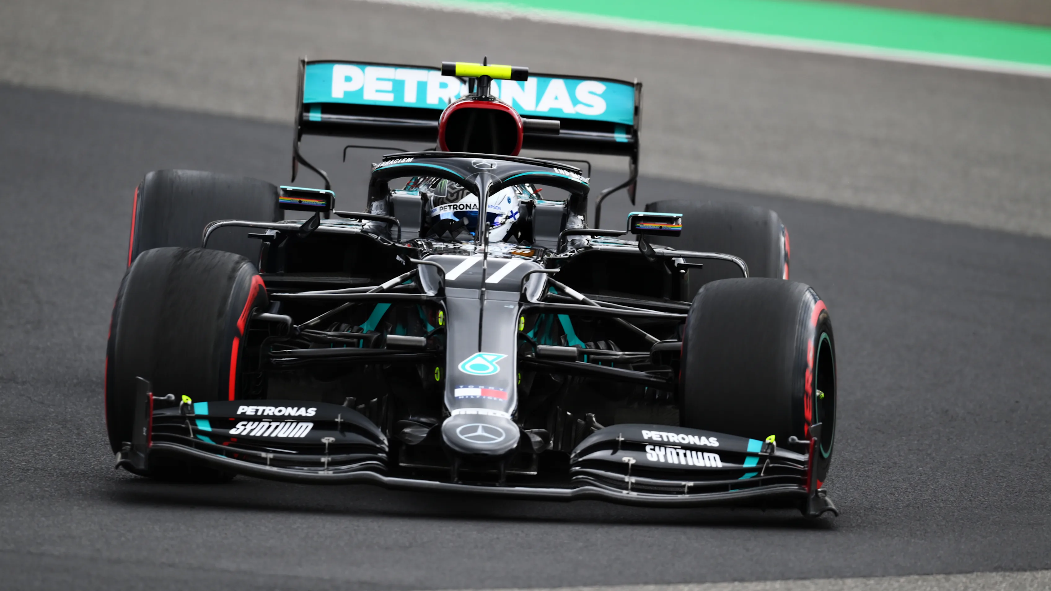 NUERBURG, GERMANY - OCTOBER 11: Valtteri Bottas of Finland driving the (77) Mercedes AMG Petronas