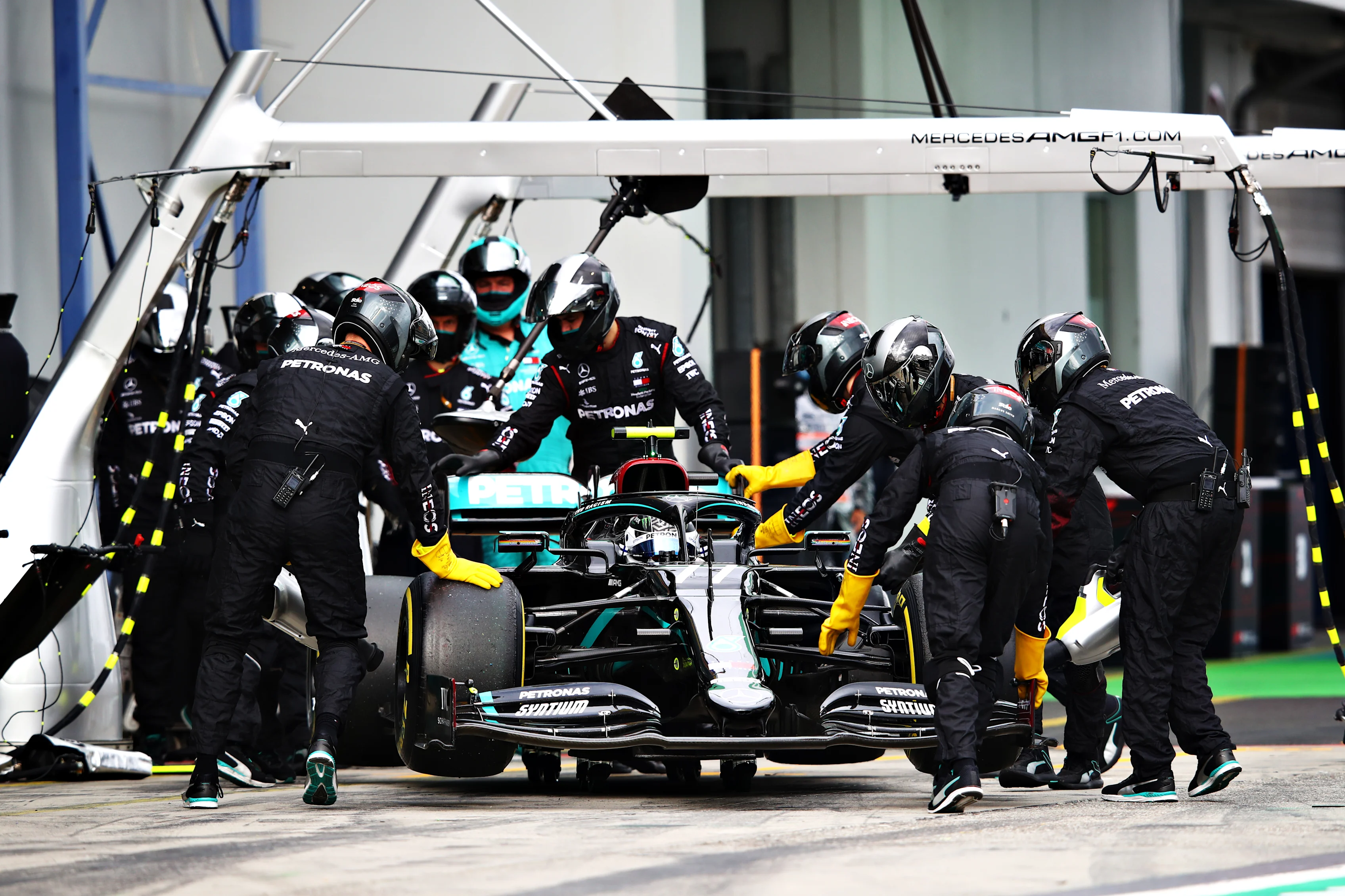 NUERBURG, GERMANY - OCTOBER 11: Valtteri Bottas of Finland driving the (77) Mercedes AMG Petronas