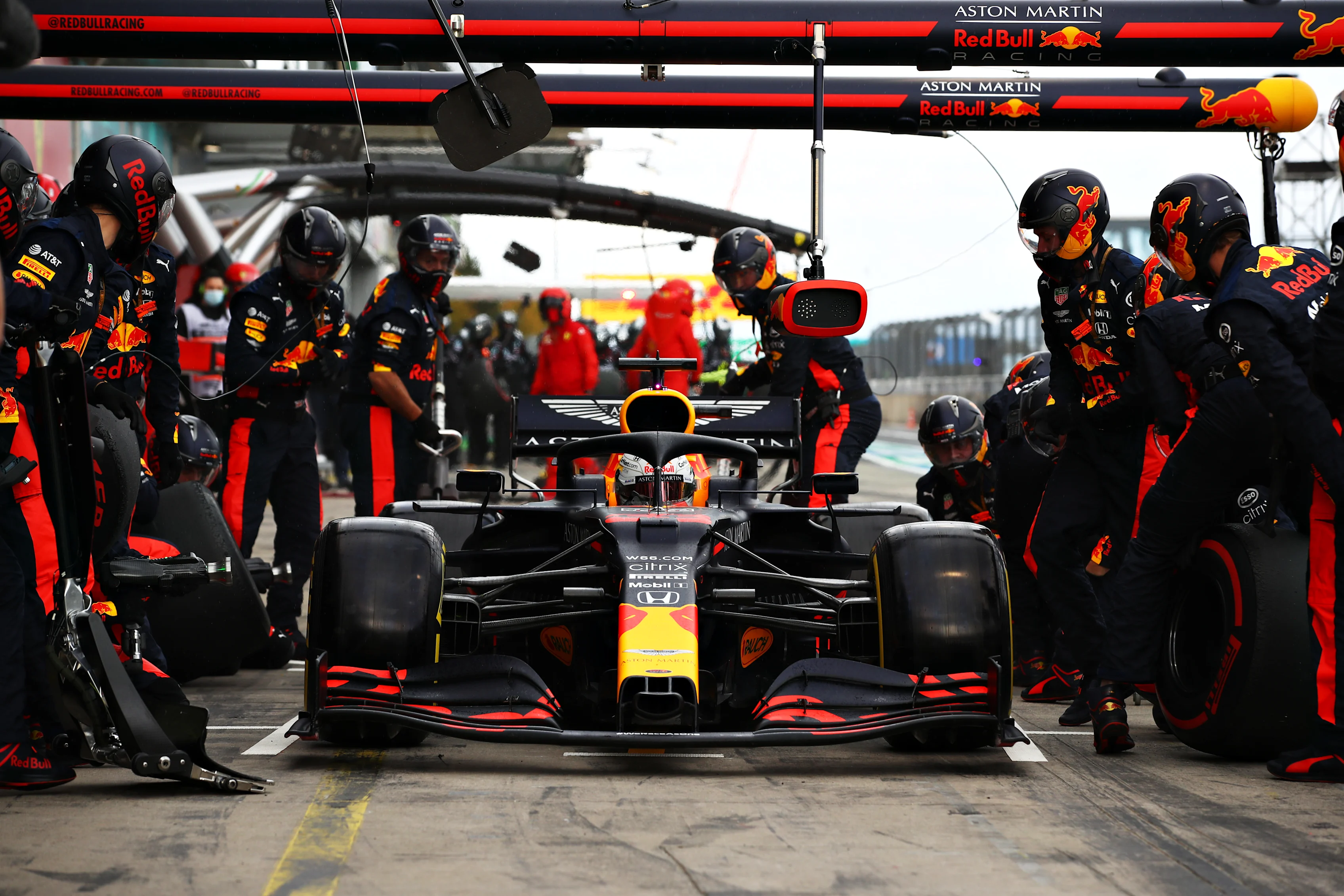 NUERBURG, GERMANY - OCTOBER 11: Max Verstappen of the Netherlands driving the (33) Aston Martin Red