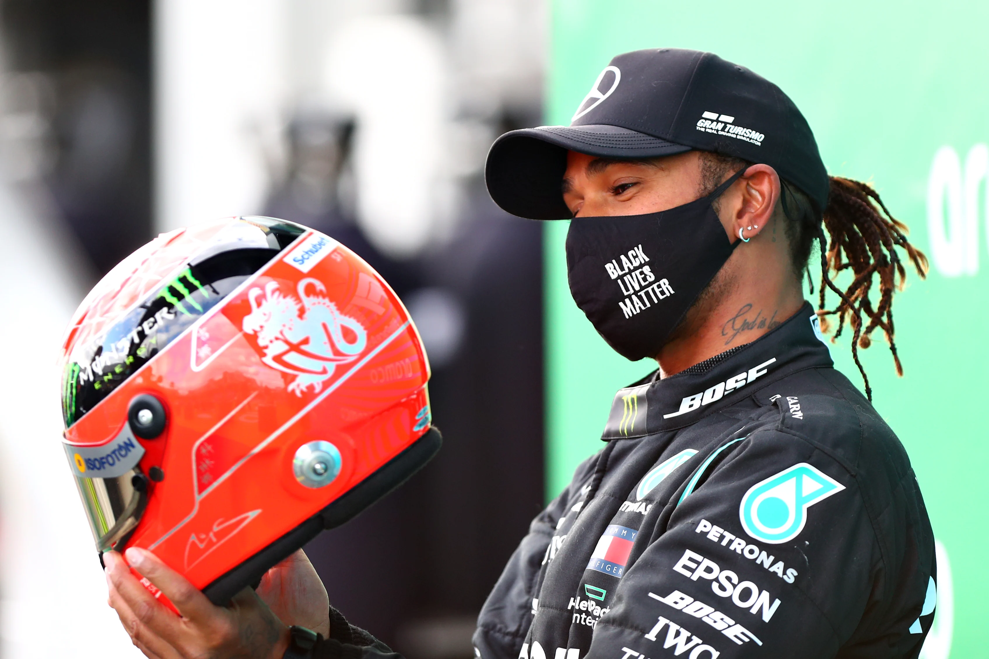 NUERBURG, GERMANY - OCTOBER 11: Race winner Lewis Hamilton of Great Britain and Mercedes GP