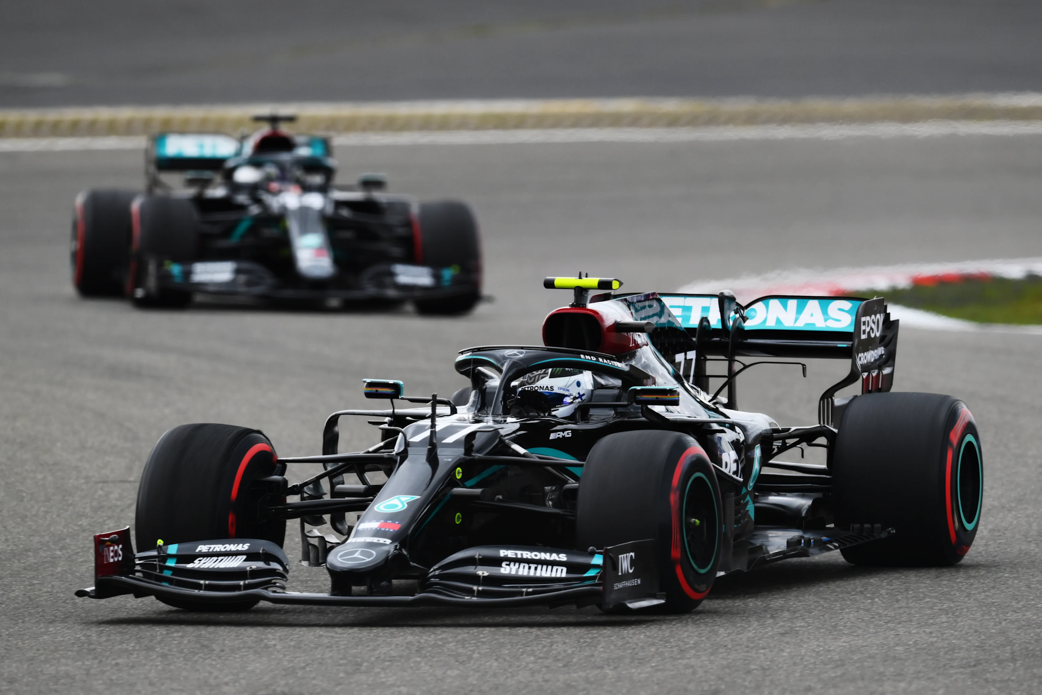 NUERBURG, GERMANY - OCTOBER 11: Valtteri Bottas of Finland driving the (77) Mercedes AMG Petronas