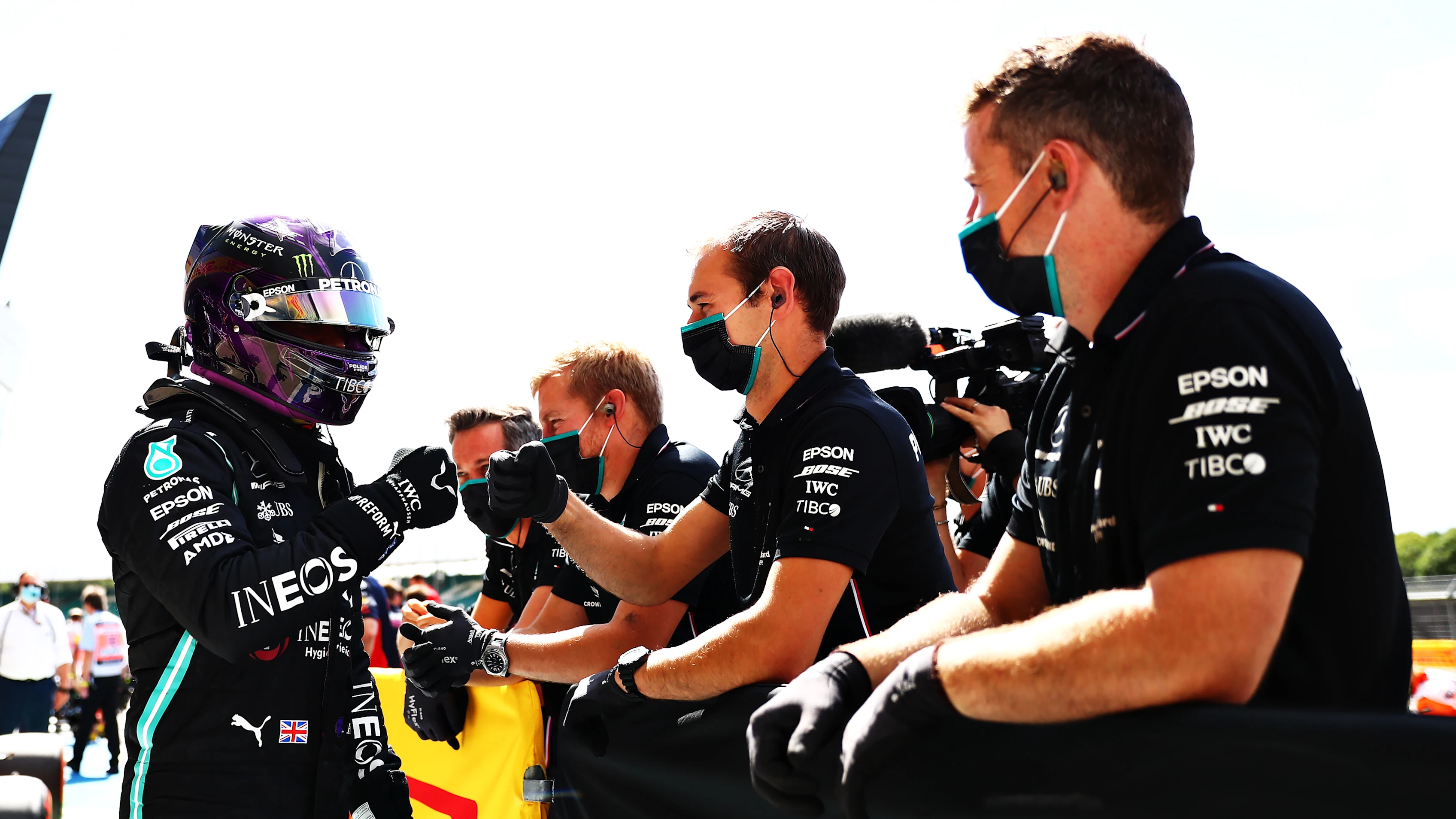 NORTHAMPTON, ENGLAND - AUGUST 01: Pole position qualifier Lewis Hamilton of Great Britain and