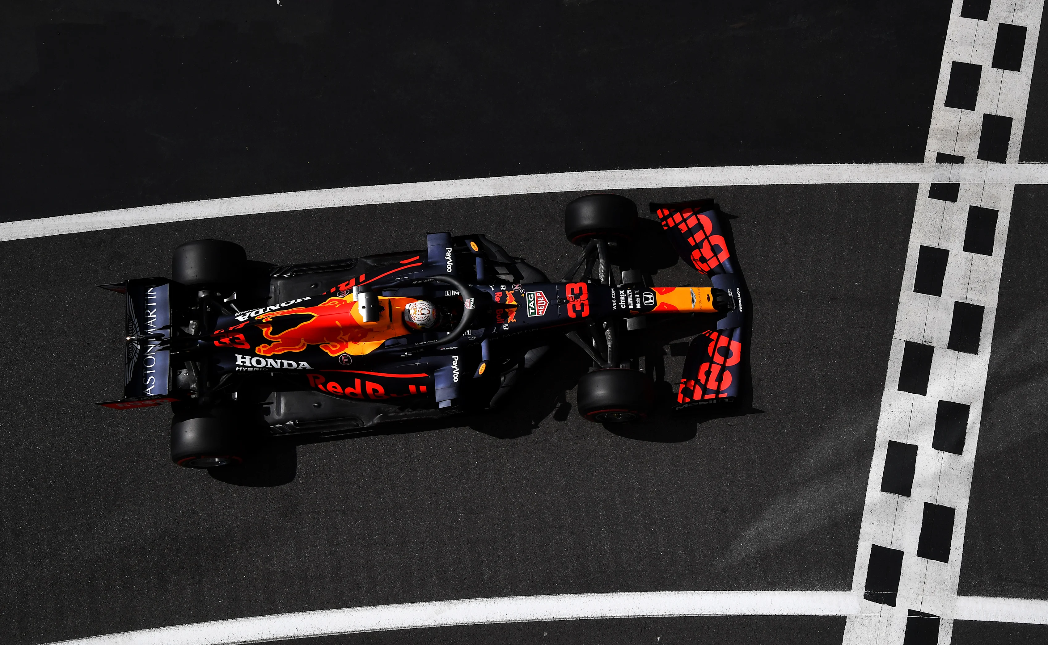 NORTHAMPTON, ENGLAND - AUGUST 01: Max Verstappen of the Netherlands driving the (33) Aston Martin