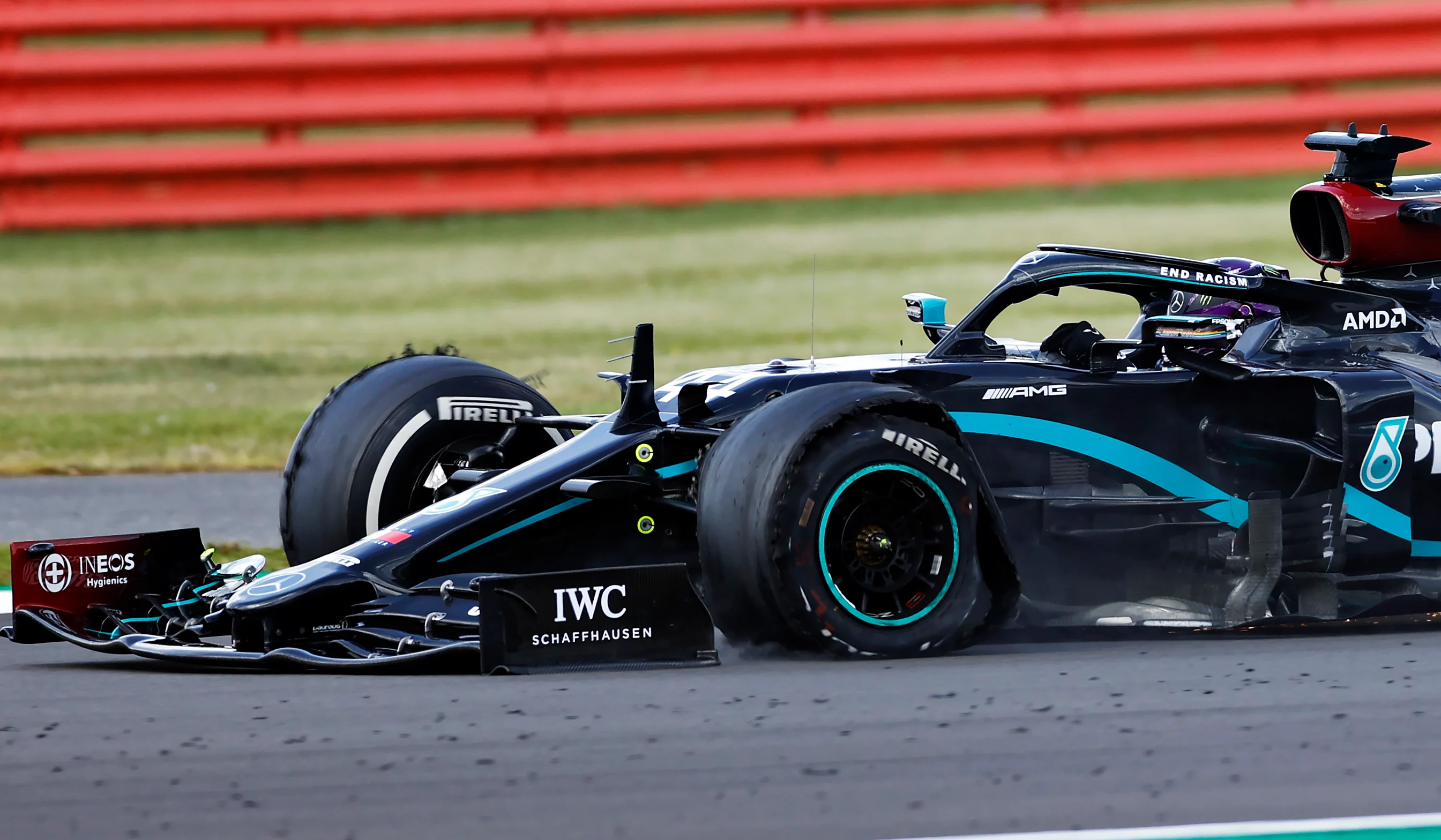 NORTHAMPTON, ENGLAND - AUGUST 02: Lewis Hamilton of Great Britain driving the (44) Mercedes AMG