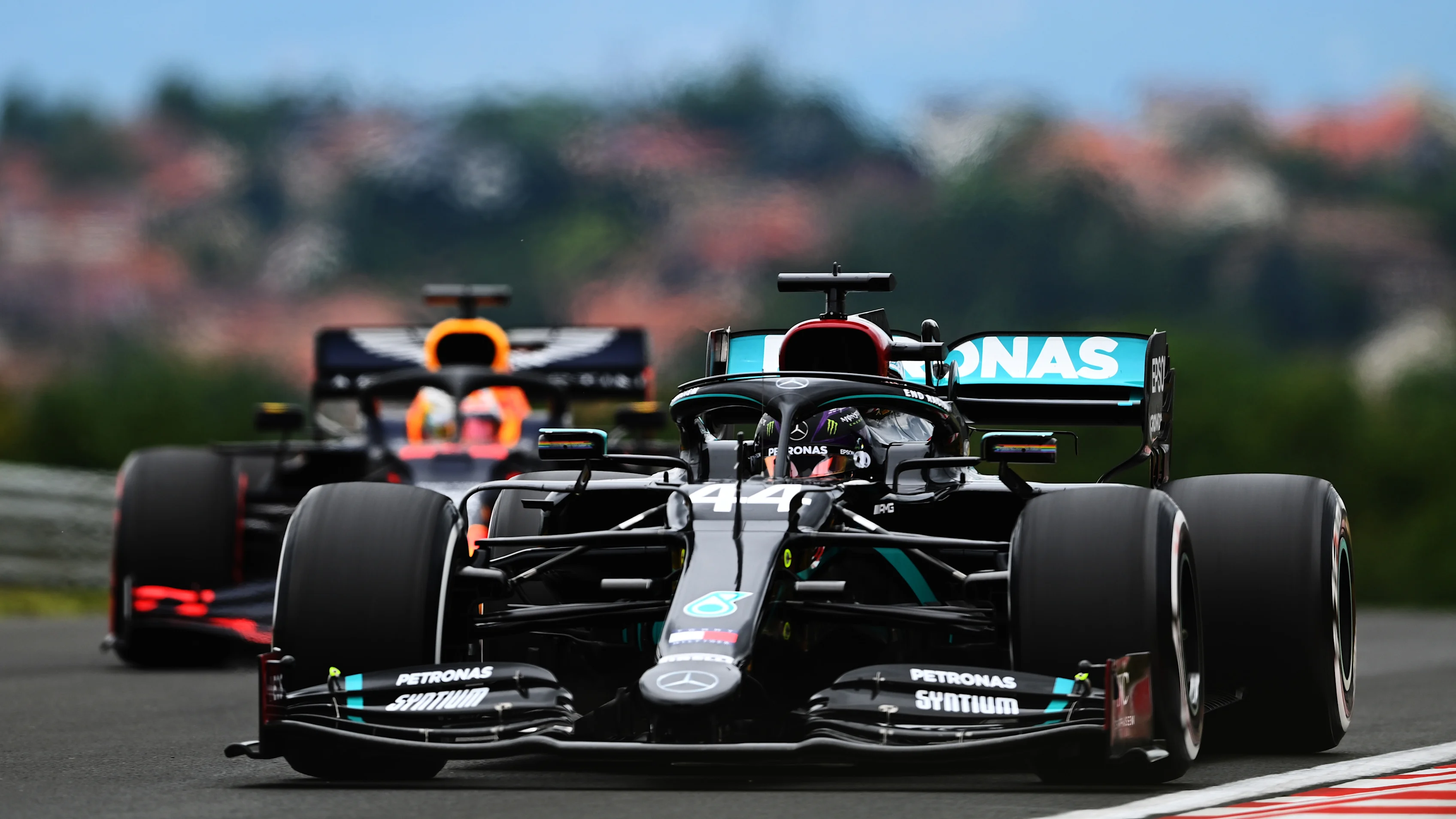 BUDAPEST, HUNGARY - JULY 17: Lewis Hamilton of Great Britain driving the (44) Mercedes AMG Petronas