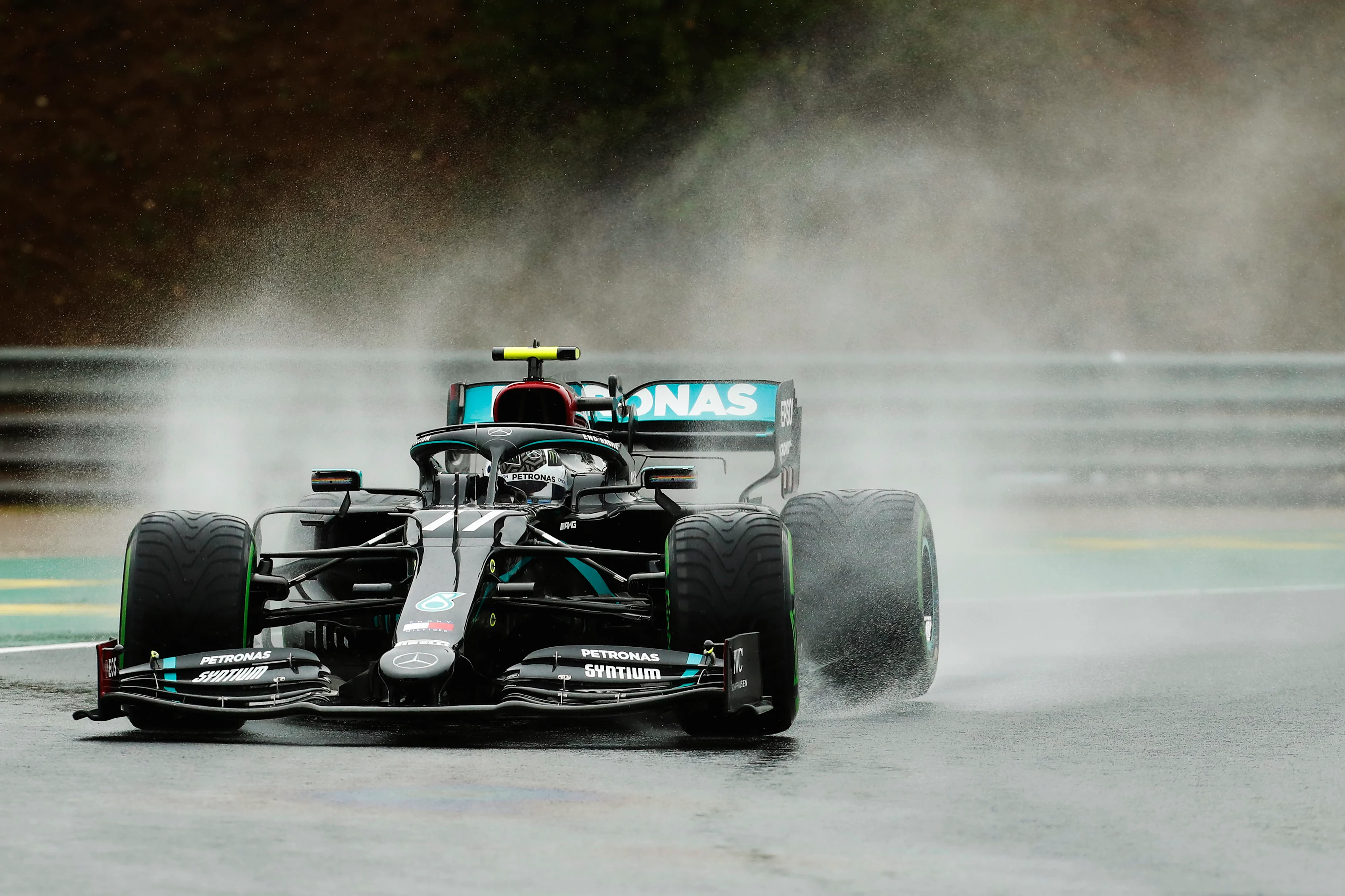 BUDAPEST, HUNGARY - JULY 17: Valtteri Bottas of Finland driving the (77) Mercedes AMG Petronas F1 Team Mercedes W11 on track during practice for the F1 Grand Prix of Hungary at Hungaroring on July 17, 2020 in Budapest, Hungary. (Photo by Darko Bandic/Pool via Getty Images)