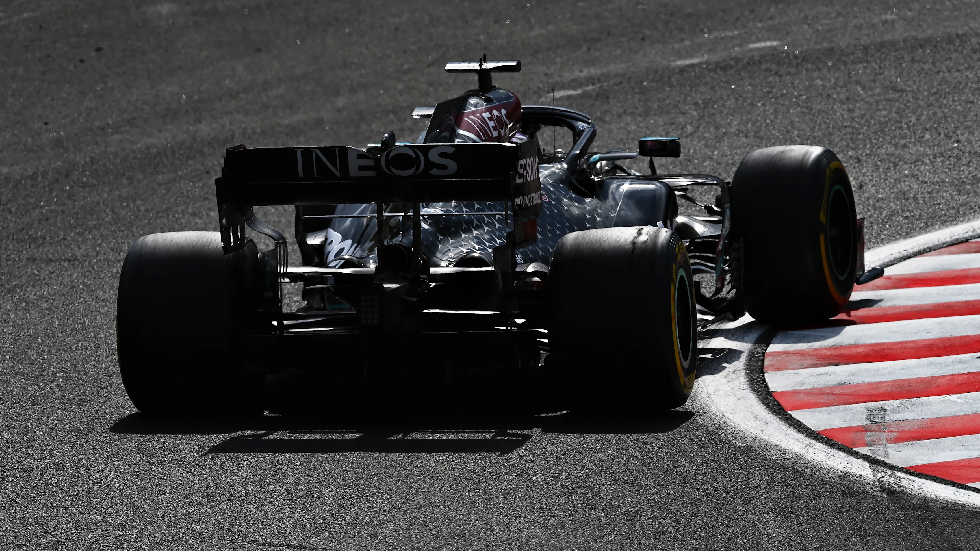 BUDAPEST, HUNGARY - JULY 19: Lewis Hamilton of Great Britain driving the (44) Mercedes AMG Petronas F1 Team Mercedes W11 during the Formula One Grand Prix of Hungary at Hungaroring on July 19, 2020 in Budapest, Hungary. (Photo by Clive Mason - Formula 1/Formula 1 via Getty Images)