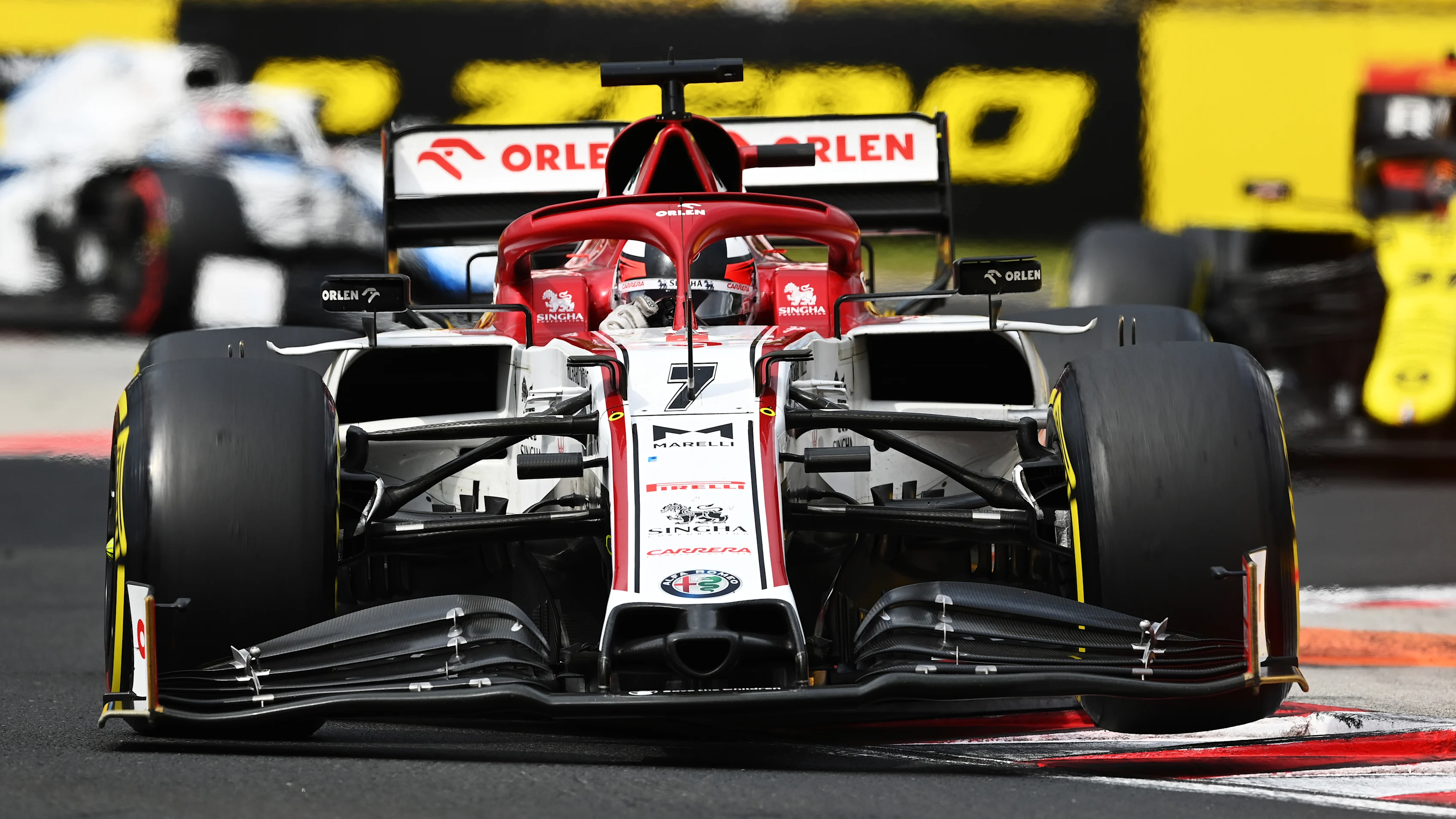 BUDAPEST, HUNGARY - JULY 19: Kimi Raikkonen of Finland driving the (7) Alfa Romeo Racing C39