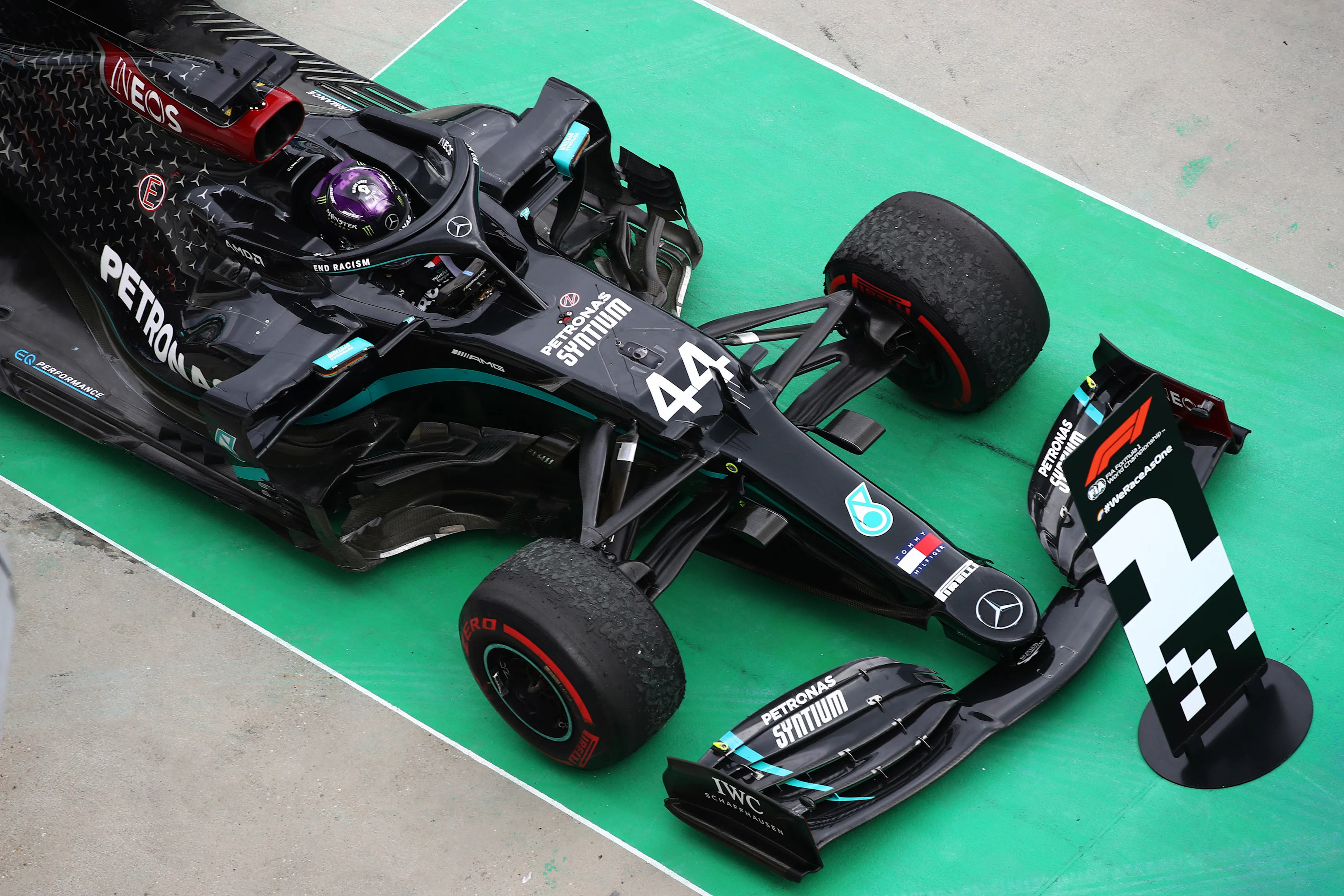 BUDAPEST, HUNGARY - JULY 19: Race winner Lewis Hamilton of Great Britain and Mercedes GP arrives in