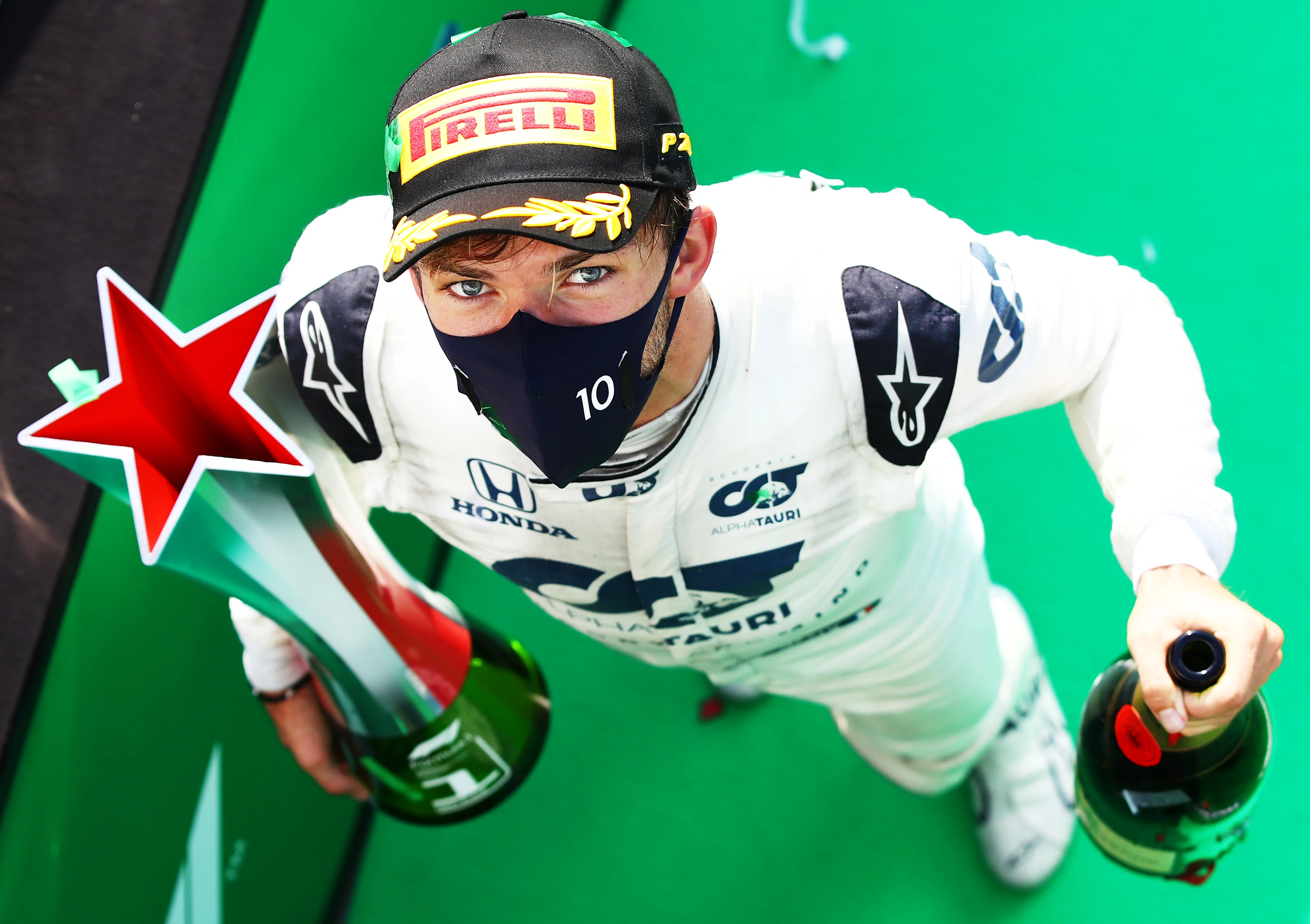 MONZA, ITALY - SEPTEMBER 06: Race winner Pierre Gasly of France and Scuderia AlphaTauri celebrates