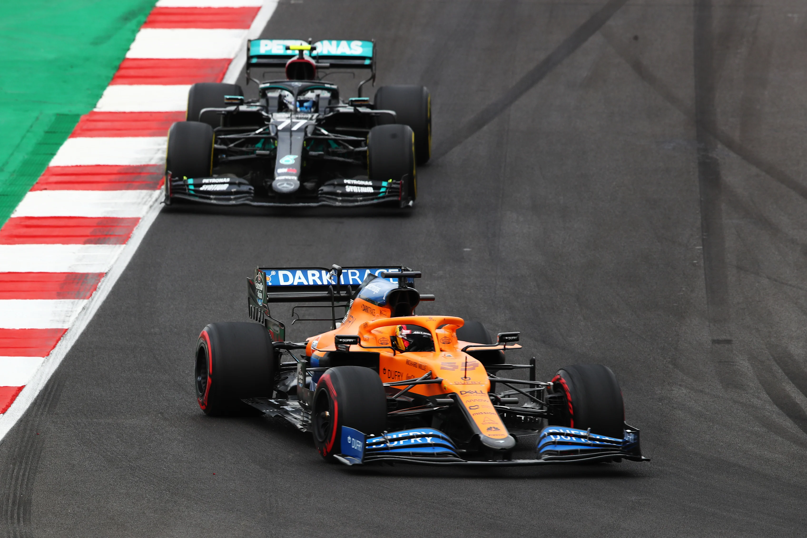 PORTIMAO, PORTUGAL - OCTOBER 25: Carlos Sainz of Spain driving the (55) McLaren F1 Team MCL35
