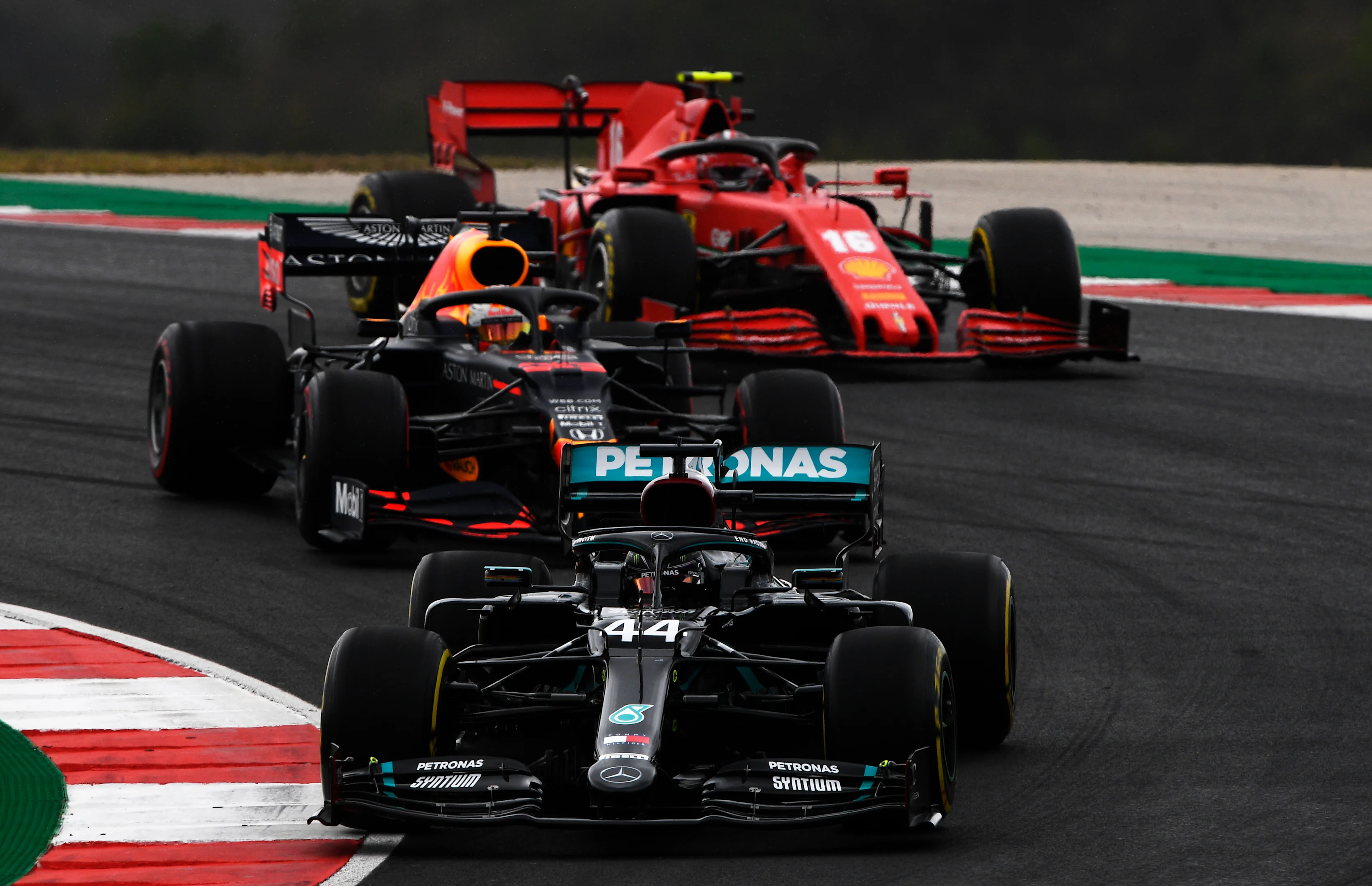 PORTIMAO, PORTUGAL - OCTOBER 25: Lewis Hamilton of Great Britain driving the (44) Mercedes AMG