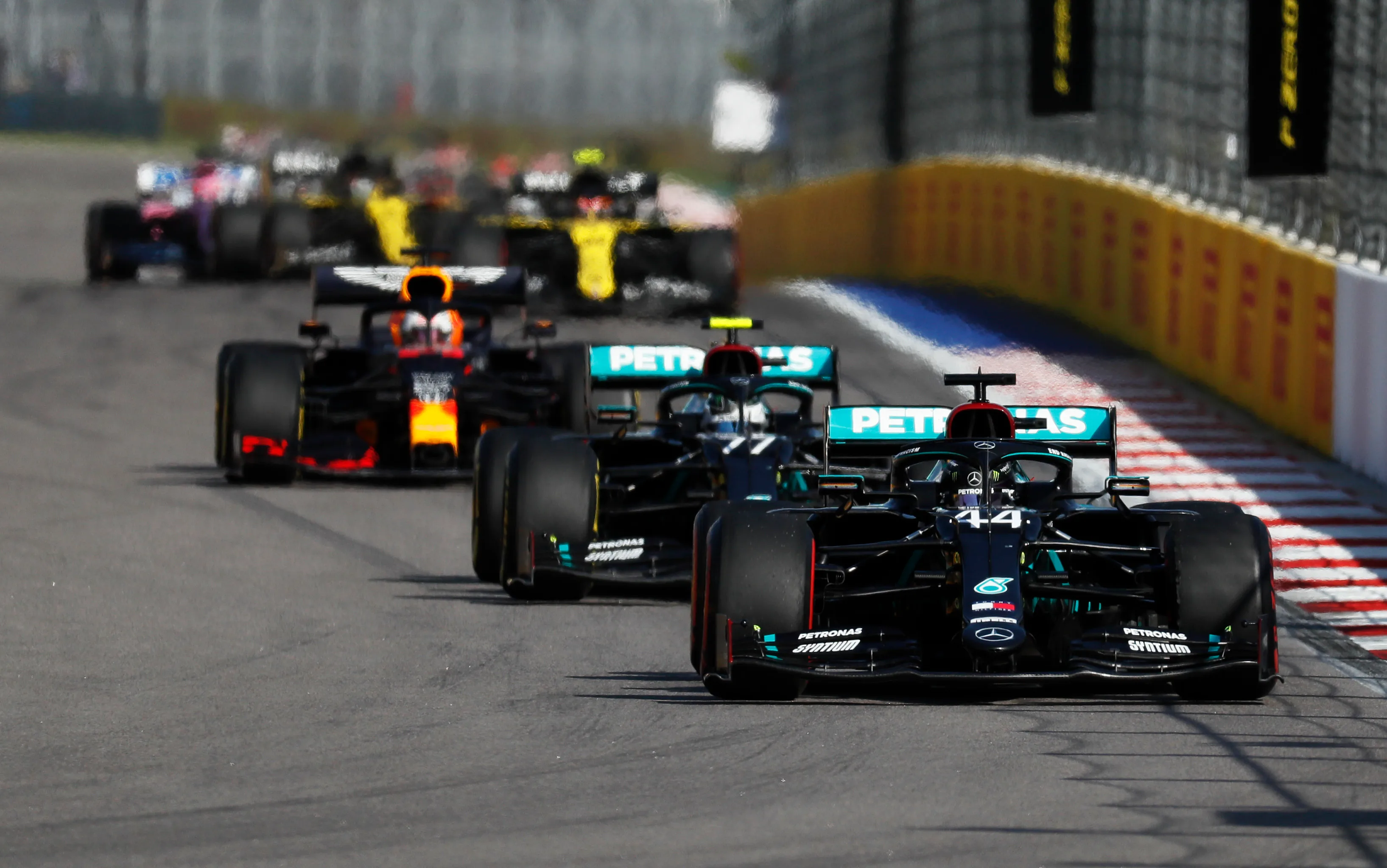 SOCHI, RUSSIA - SEPTEMBER 27: Lewis Hamilton of Great Britain driving the (44) Mercedes AMG