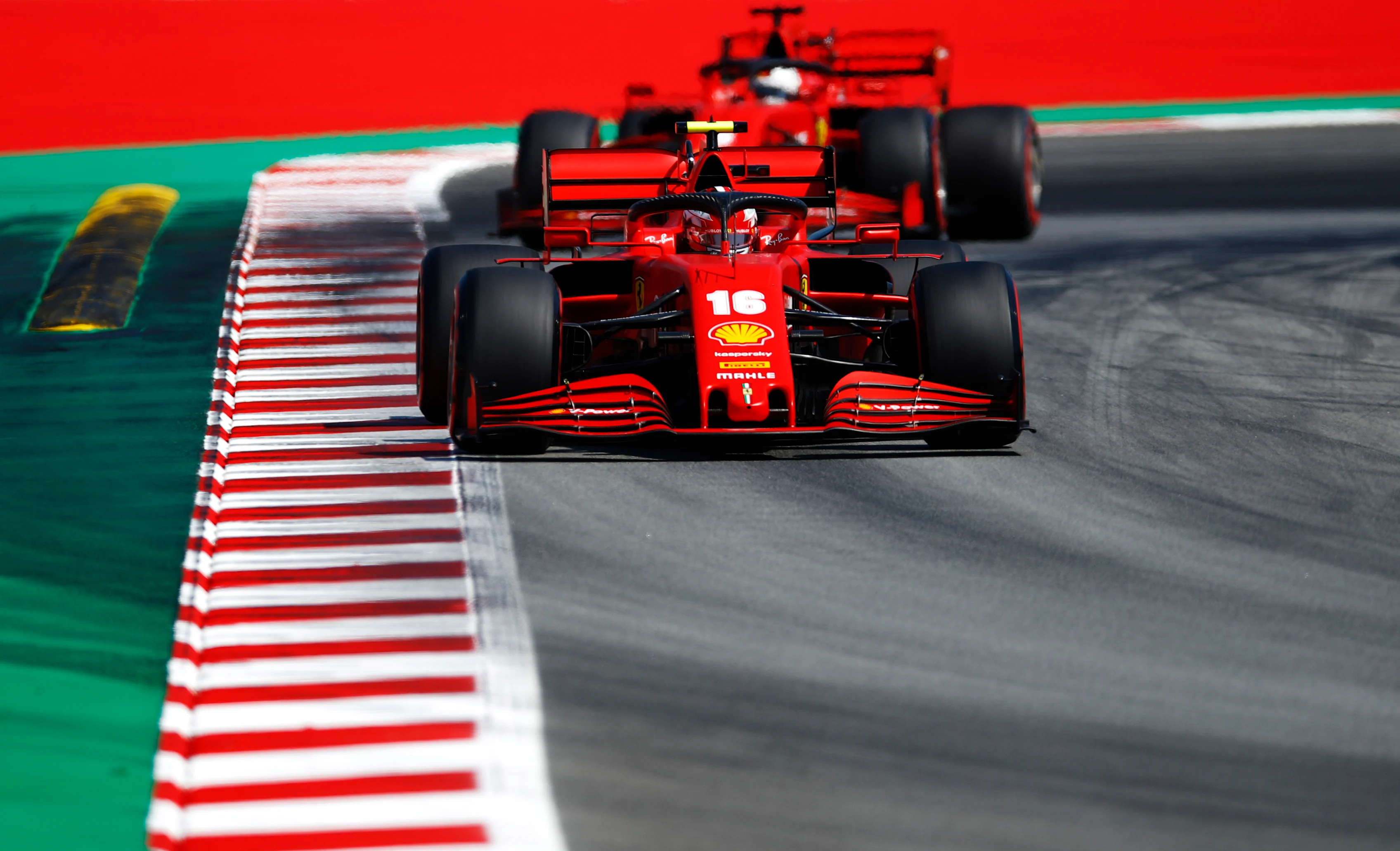BARCELONA, SPAIN - AUGUST 15: Charles Leclerc of Monaco driving the (16) Scuderia Ferrari SF1000 on