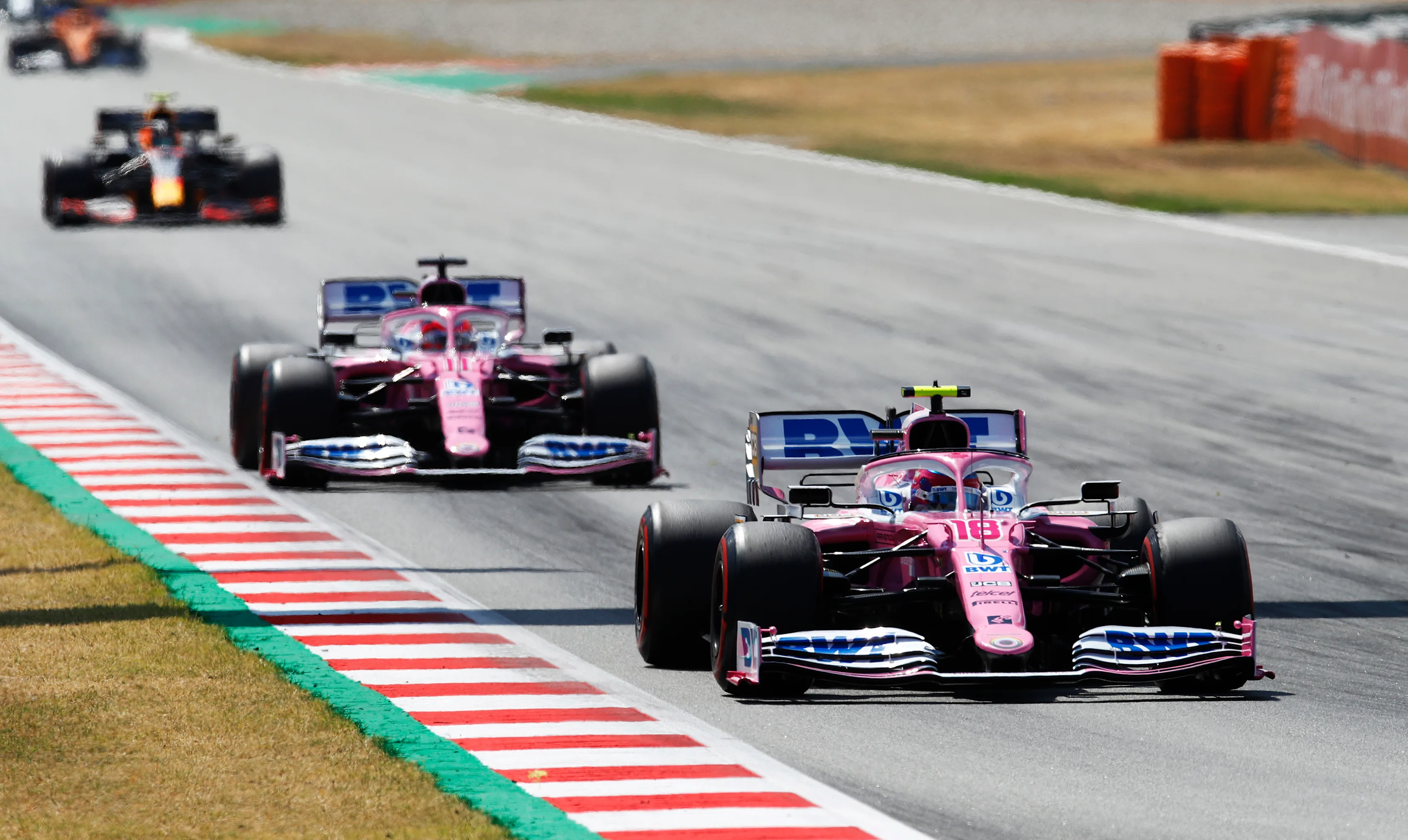 BARCELONA, SPAIN - AUGUST 16: Lance Stroll of Canada driving the (18) Racing Point RP20 Mercedes