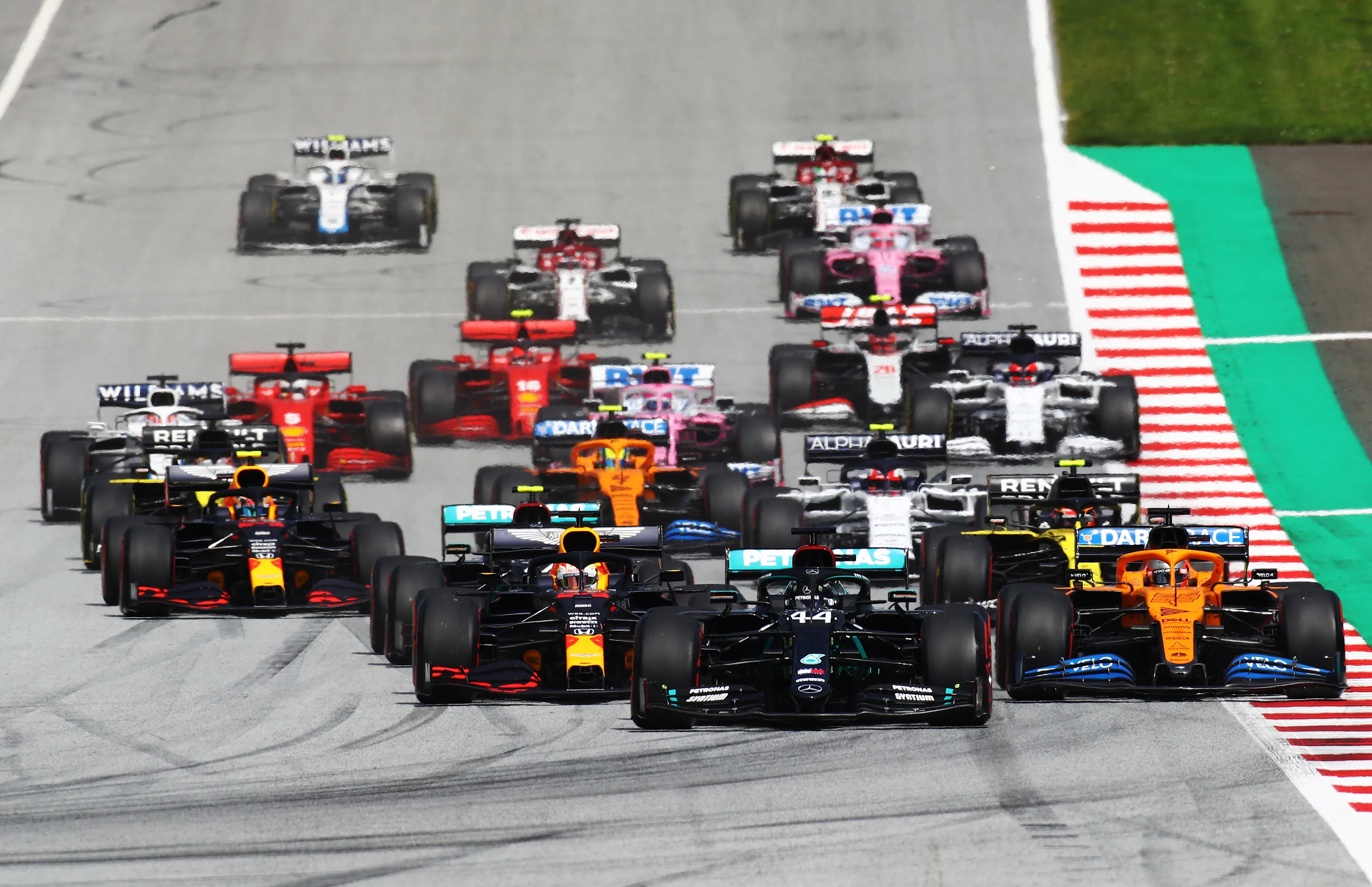 SPIELBERG, AUSTRIA - JULY 12: Lewis Hamilton of Great Britain driving the (44) Mercedes AMG