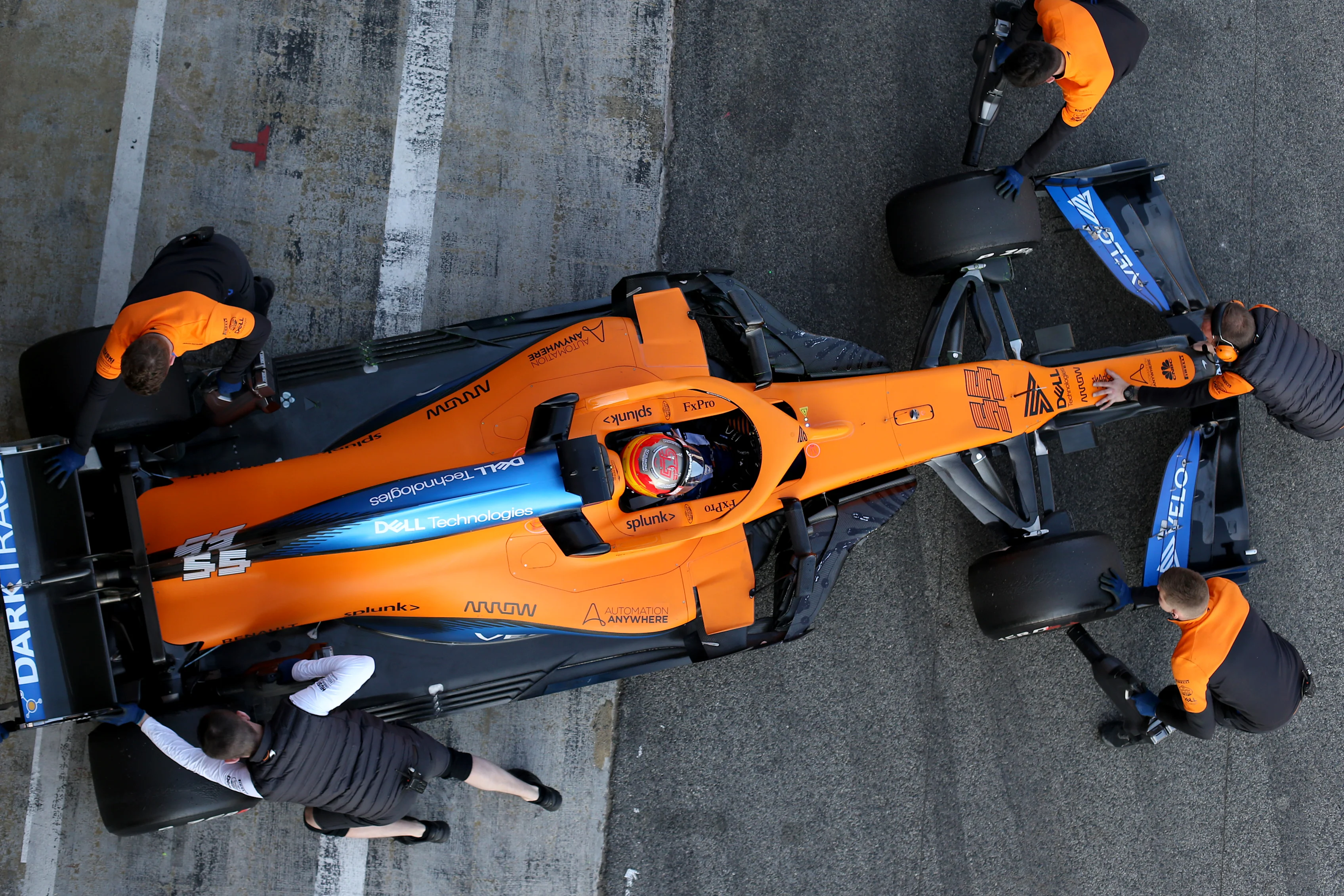 BARCELONA, SPAIN - FEBRUARY 19: Carlos Sainz of Spain driving the (55) McLaren F1 Team MCL35