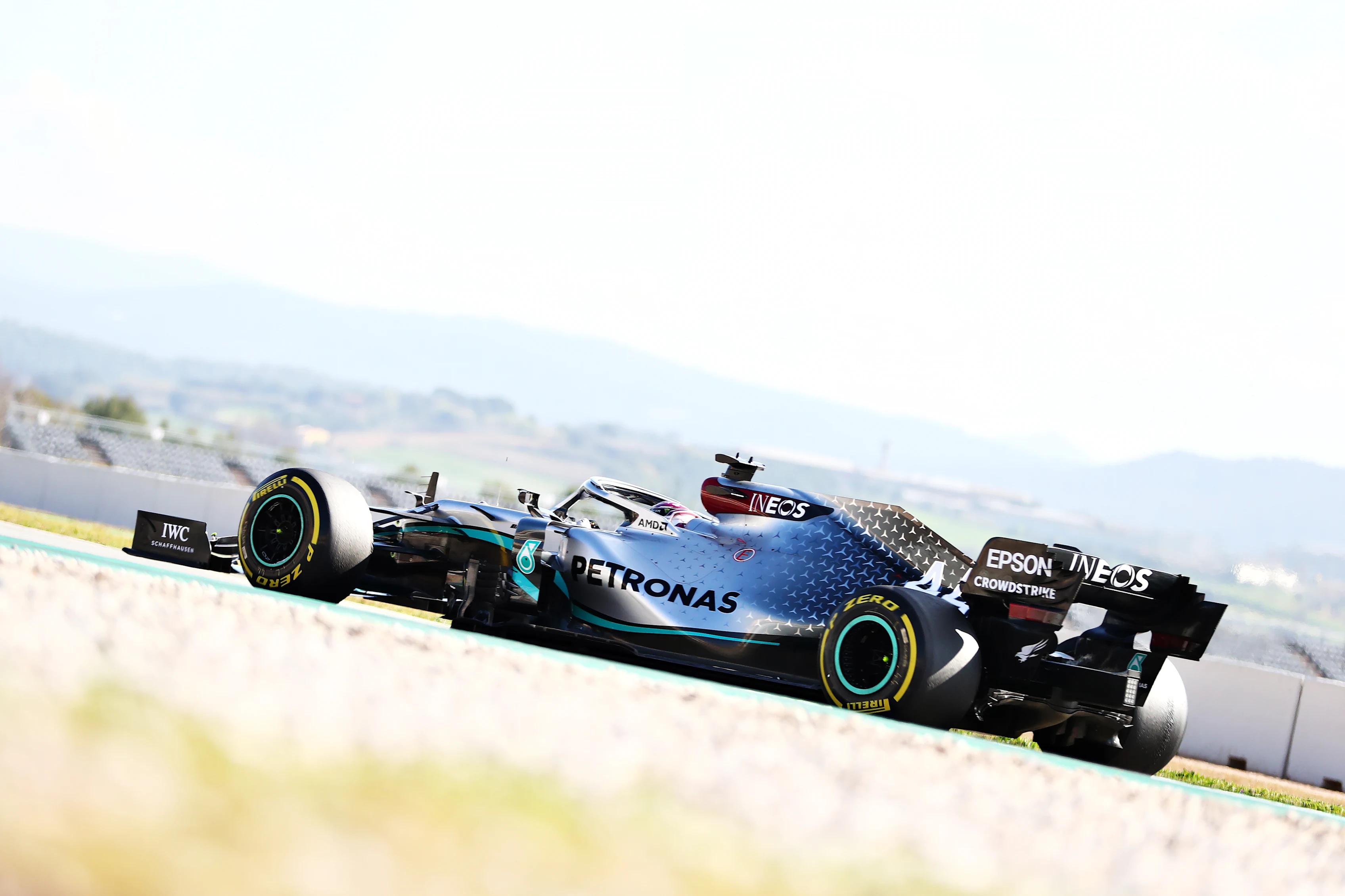 BARCELONA, SPAIN - FEBRUARY 28: Lewis Hamilton of Great Britain driving the (44) Mercedes AMG