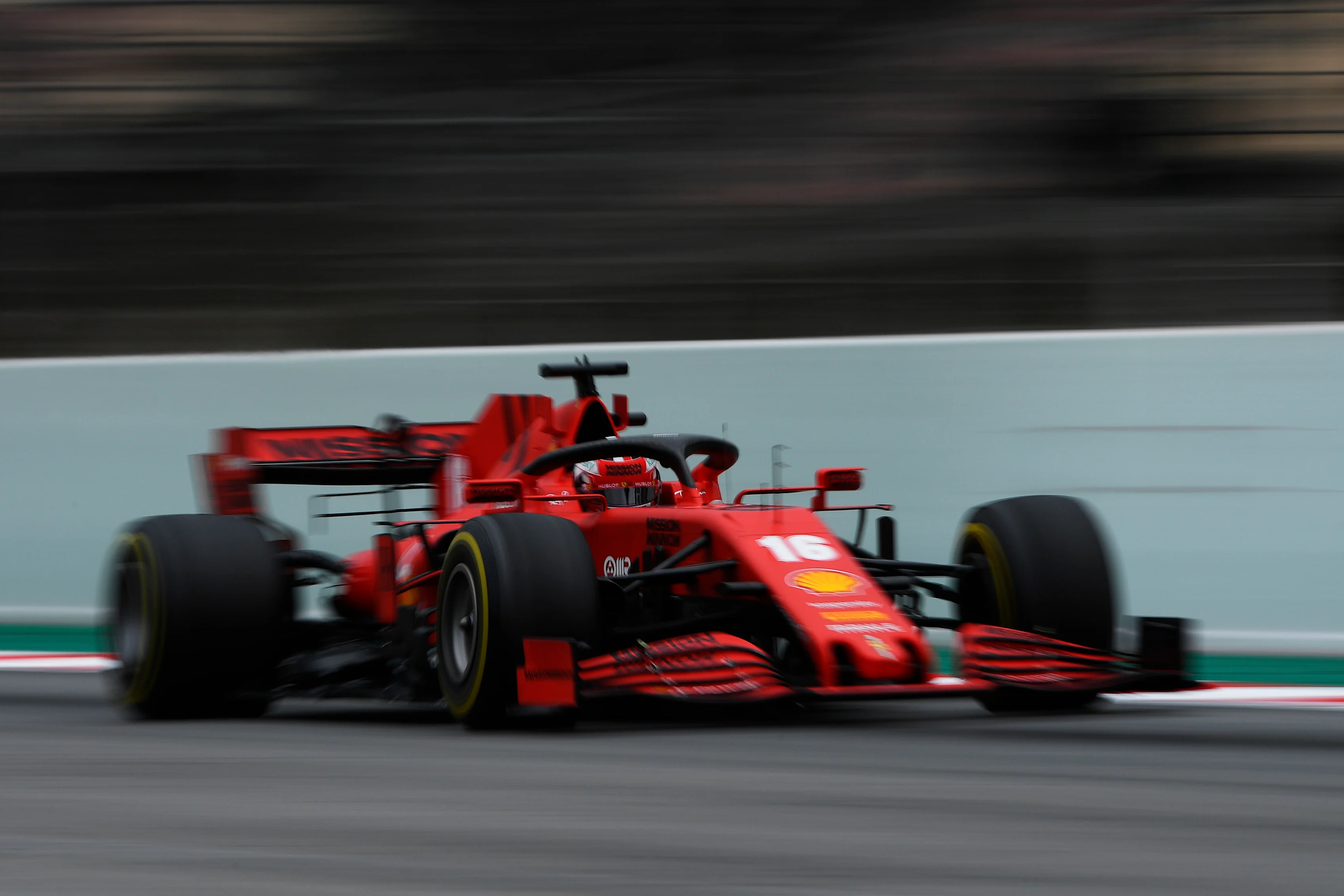 BARCELONA, SPAIN - FEBRUARY 28: Charles Leclerc of Monaco driving the (16) Scuderia Ferrari SF1000