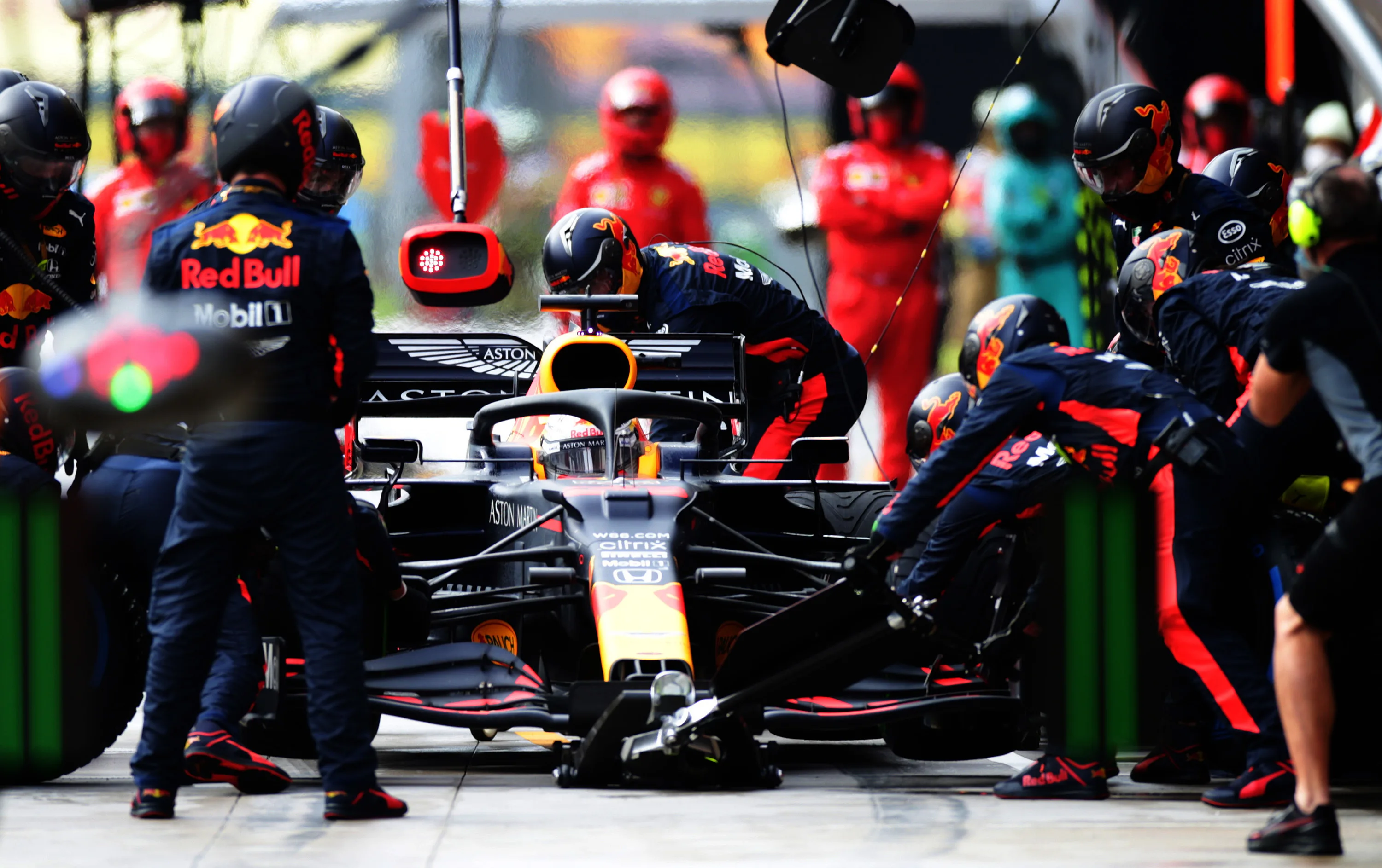 ISTANBUL, TURKEY - NOVEMBER 15: Max Verstappen of the Netherlands driving the (33) Aston Martin Red