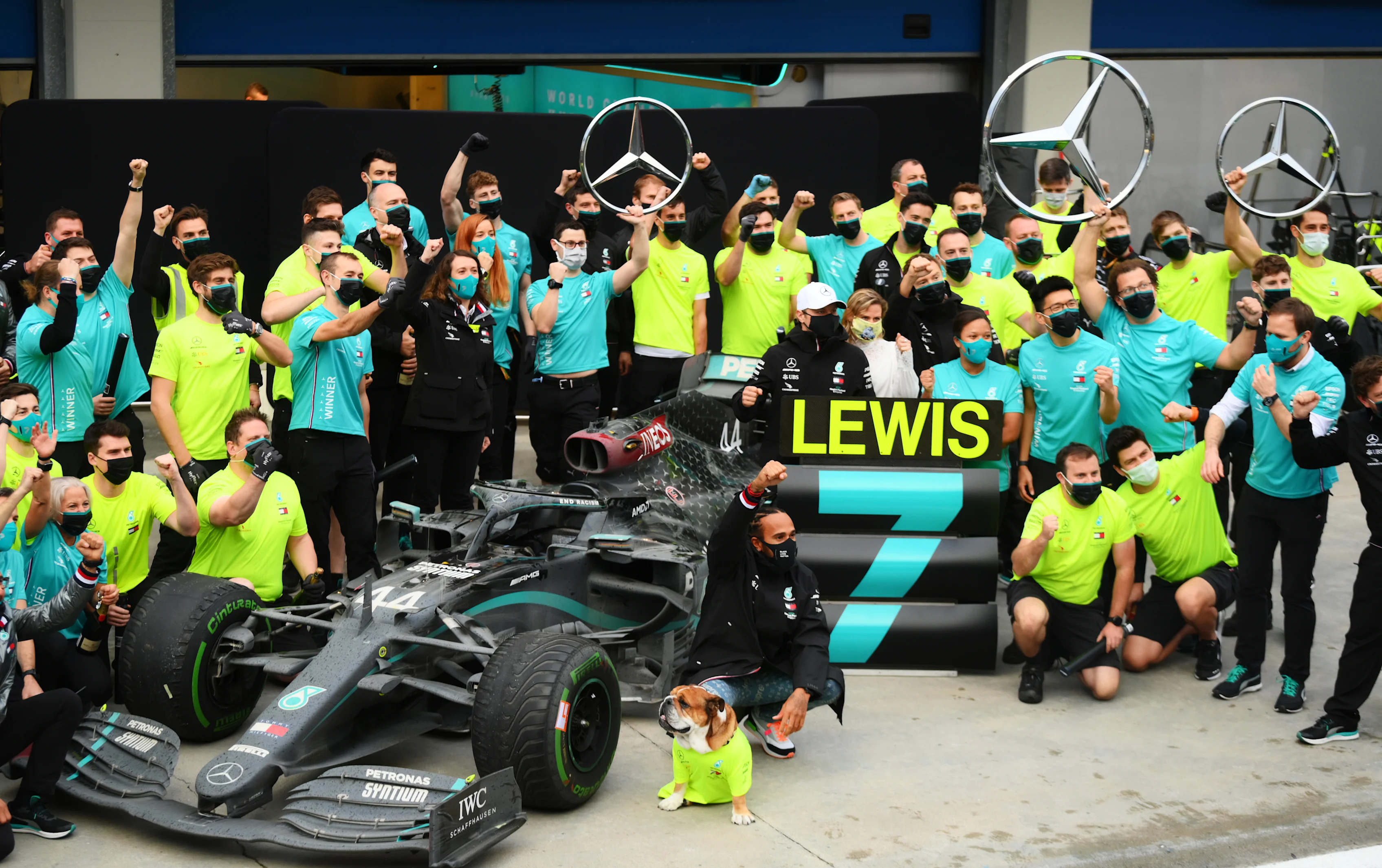 ISTANBUL, TURKEY - NOVEMBER 15: Race winner Lewis Hamilton of Great Britain and Mercedes GP