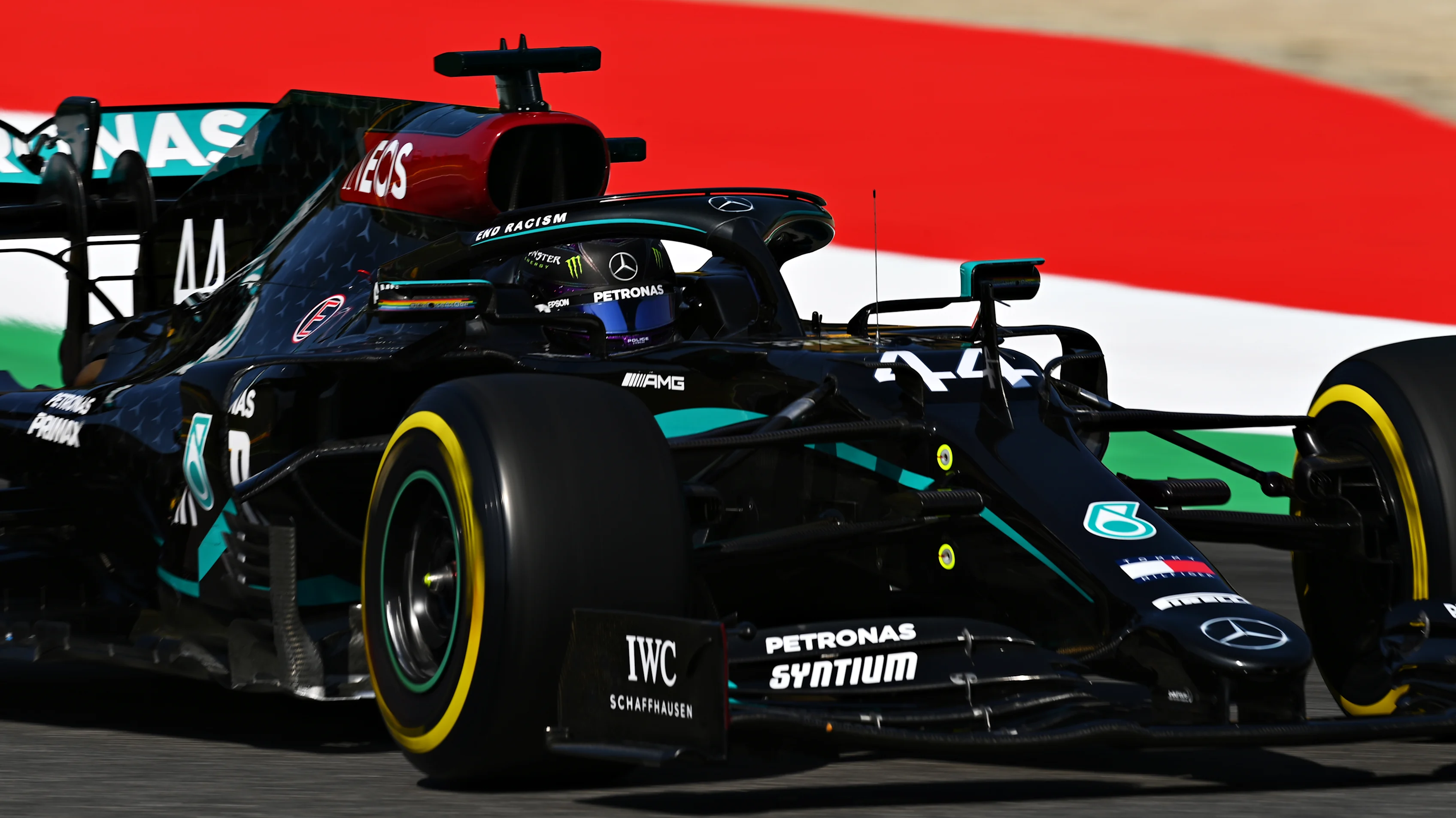 SCARPERIA, ITALY - SEPTEMBER 11: Lewis Hamilton of Great Britain driving the (44) Mercedes AMG