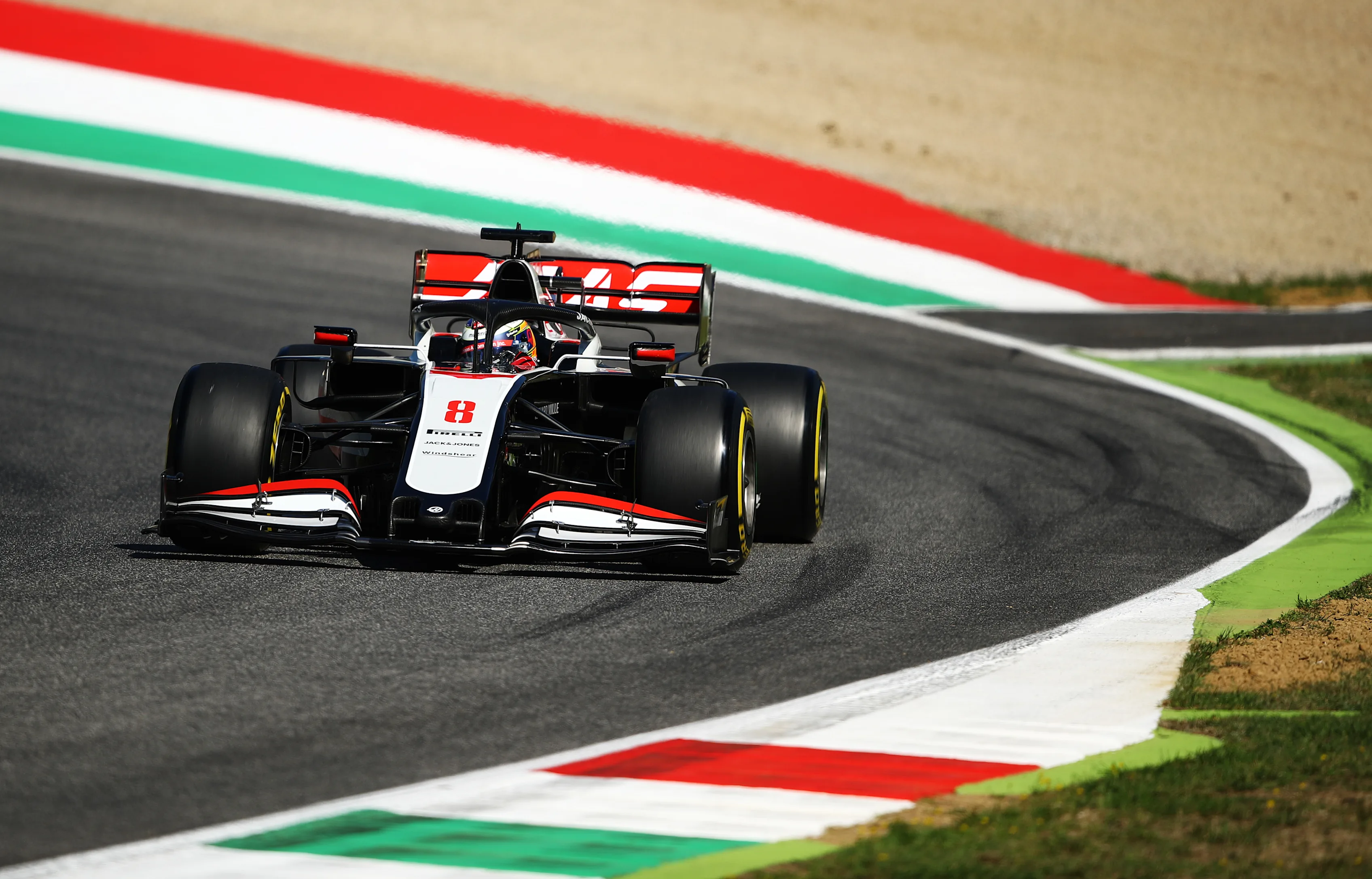 SCARPERIA, ITALY - SEPTEMBER 12: Romain Grosjean of France driving the (8) Haas F1 Team VF-20 Ferrari on track during final practice ahead of the F1 Grand Prix of Tuscany at Mugello Circuit on September 12, 2020 in Scarperia, Italy. (Photo by Bryn Lennon/Getty Images)