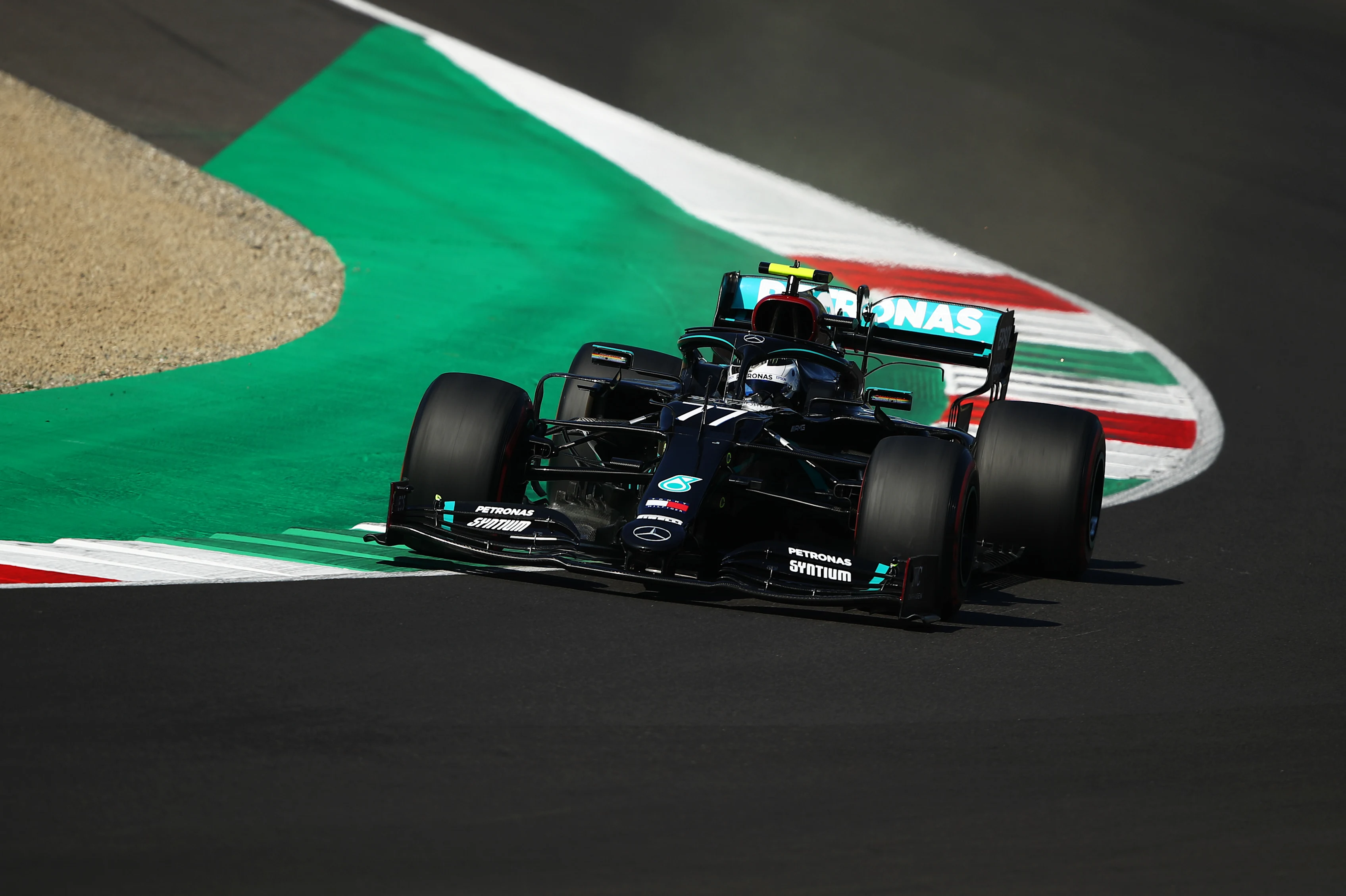 SCARPERIA, ITALY - SEPTEMBER 12: Valtteri Bottas of Finland driving the (77) Mercedes AMG Petronas F1 Team Mercedes W11 on track during qualifying for the F1 Grand Prix of Tuscany at Mugello Circuit on September 12, 2020 in Scarperia, Italy. (Photo by Bryn Lennon/Getty Images)
