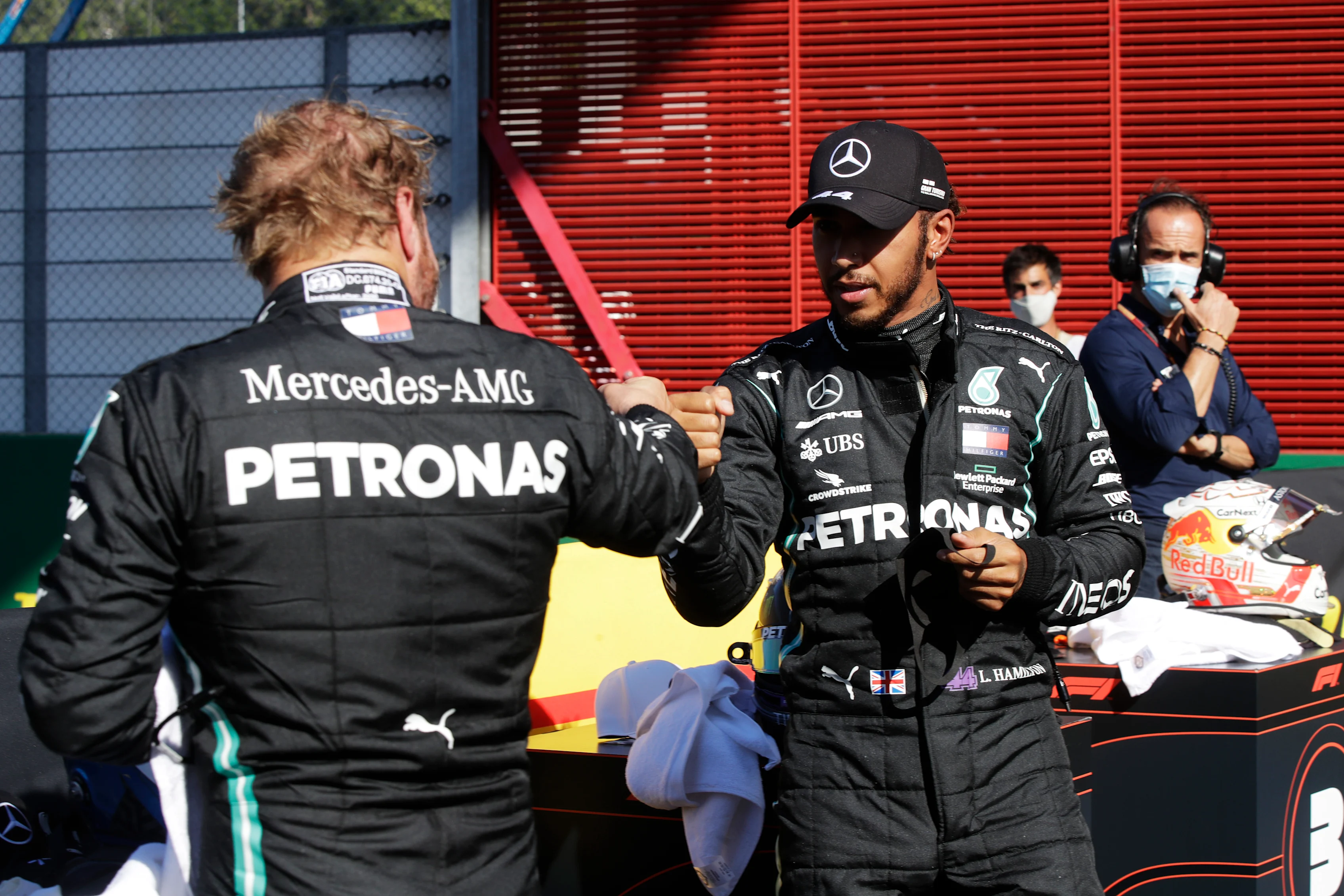 SCARPERIA, ITALY - SEPTEMBER 12: Pole position qualifier Lewis Hamilton of Great Britain and