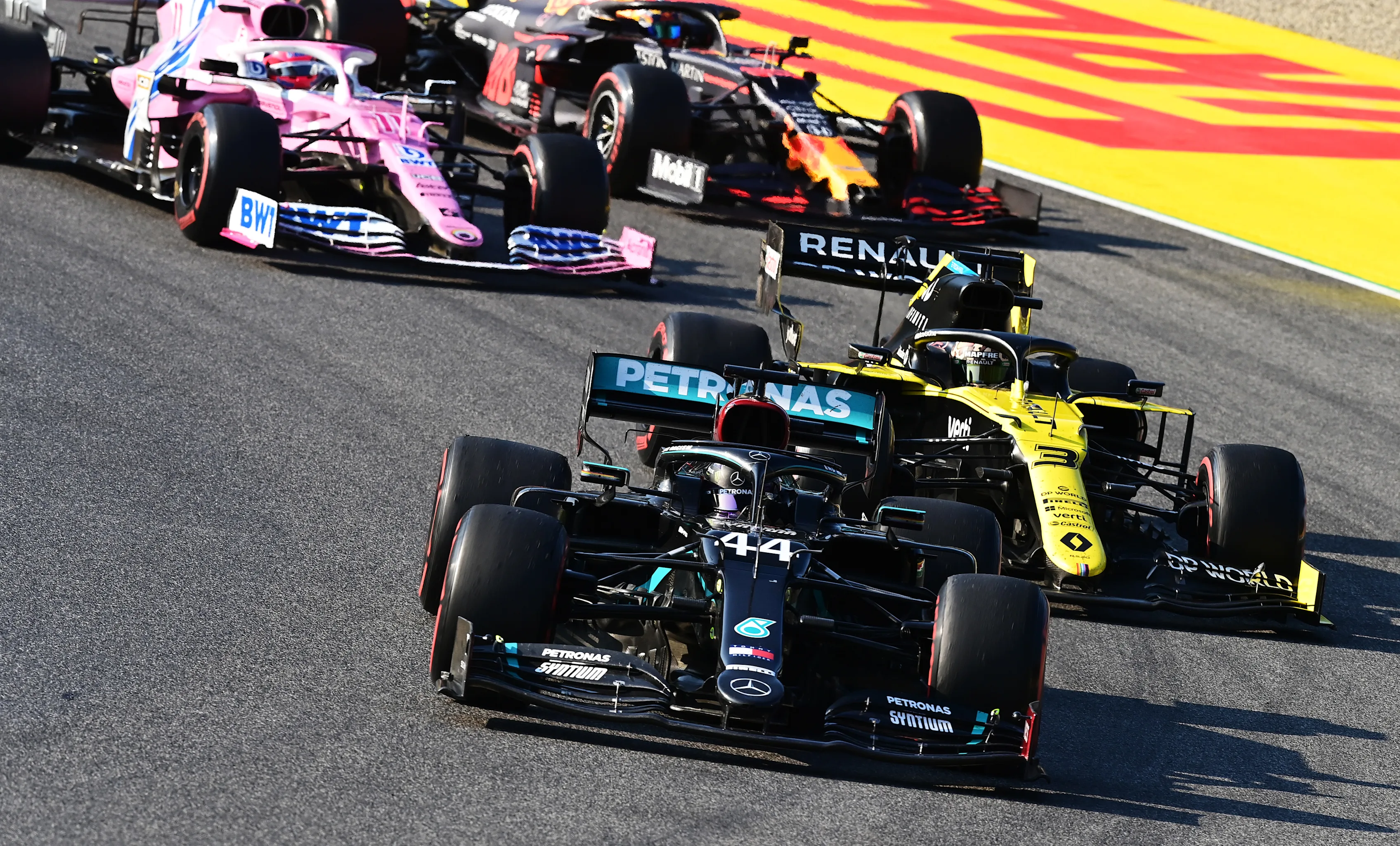 SCARPERIA, ITALY - SEPTEMBER 13: Lewis Hamilton of Great Britain driving the (44) Mercedes AMG