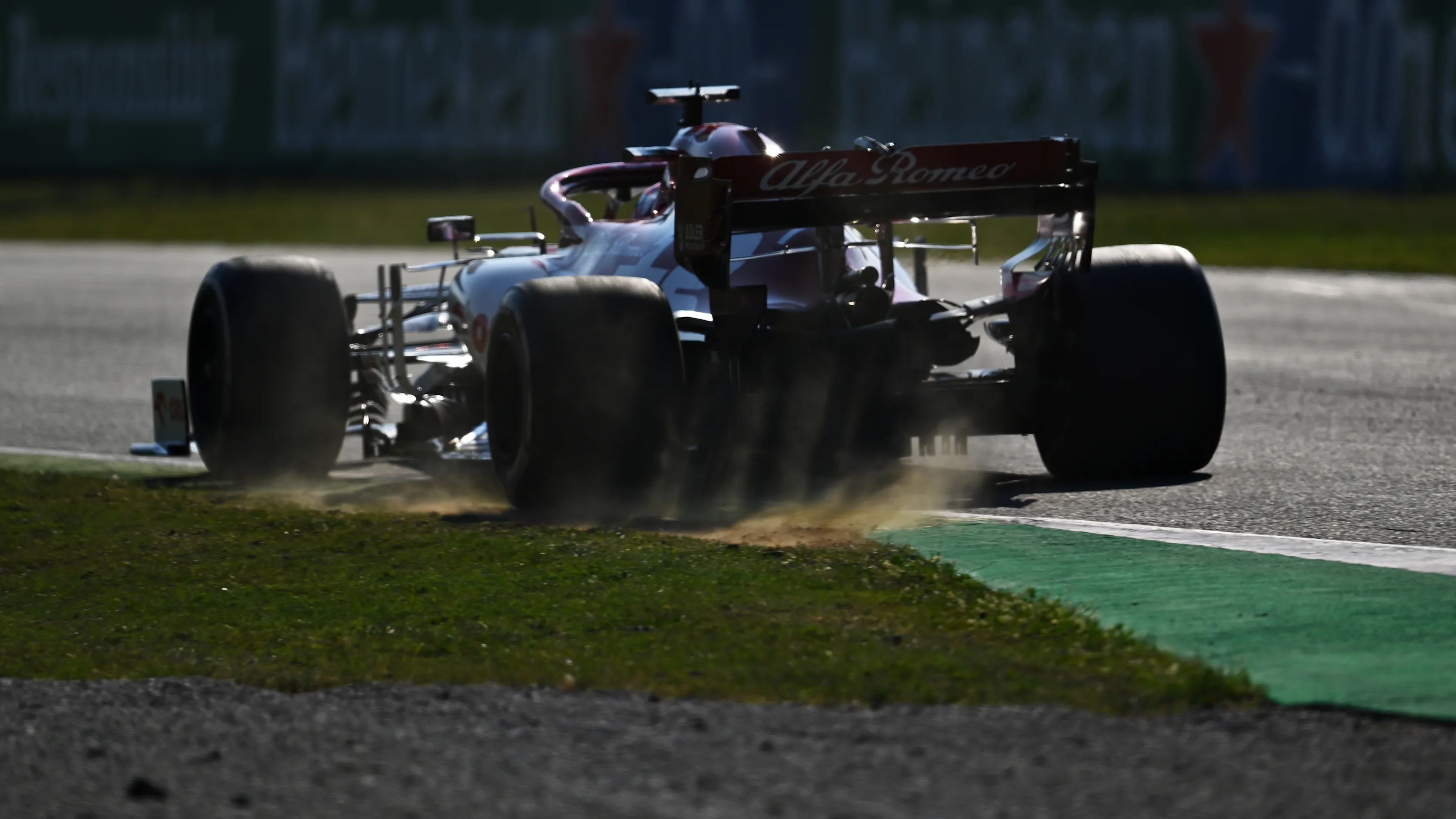 SCARPERIA, ITALY - SEPTEMBER 13: Kimi Raikkonen of Finland driving the (7) Alfa Romeo Racing C39 Ferrari runs wide during the F1 Grand Prix of Tuscany at Mugello Circuit on September 13, 2020 in Scarperia, Italy. (Photo by Clive Mason - Formula 1/Formula 1 via Getty Images)
